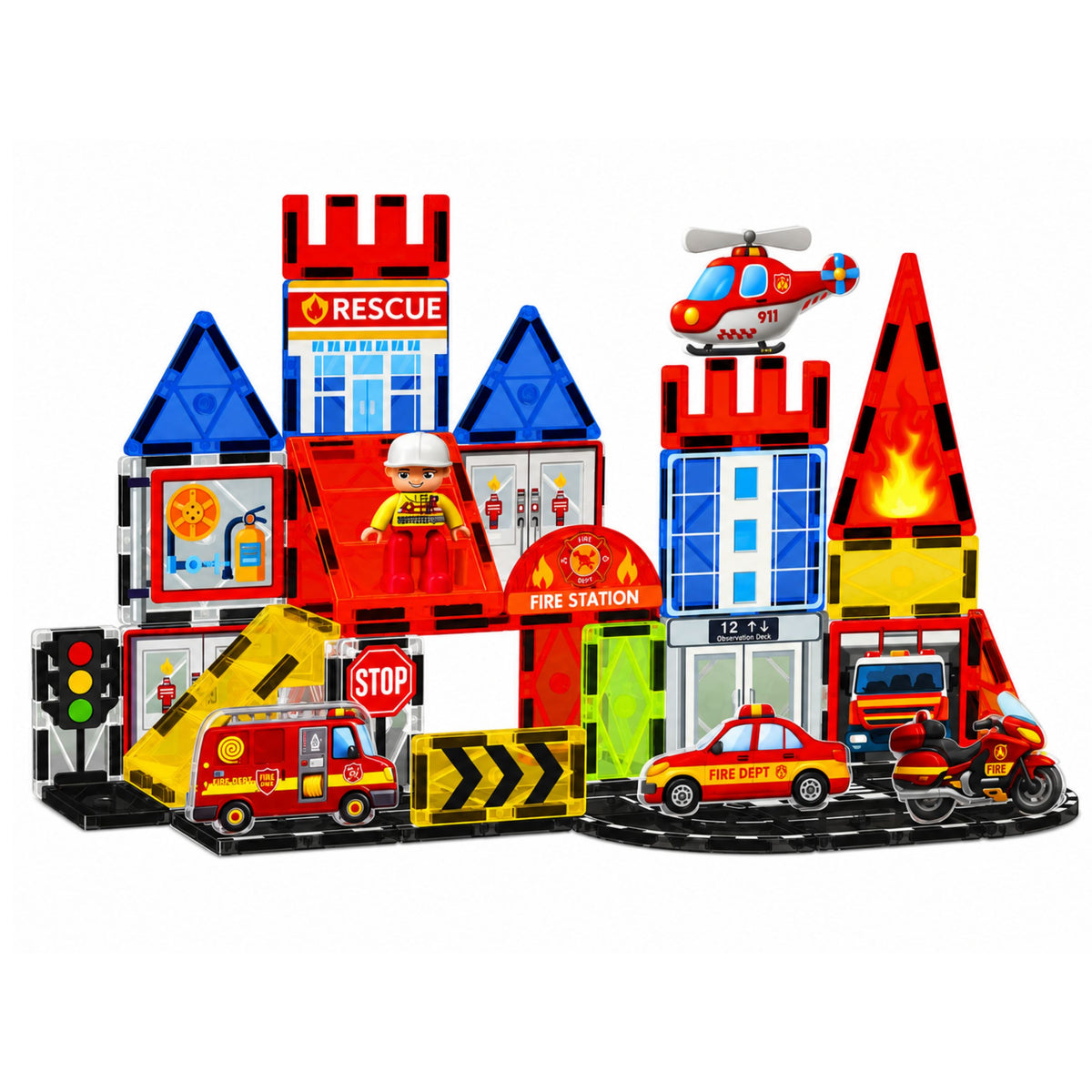 Magnetic Construction Blocks Fire Station Fire Station 42 Pcs.