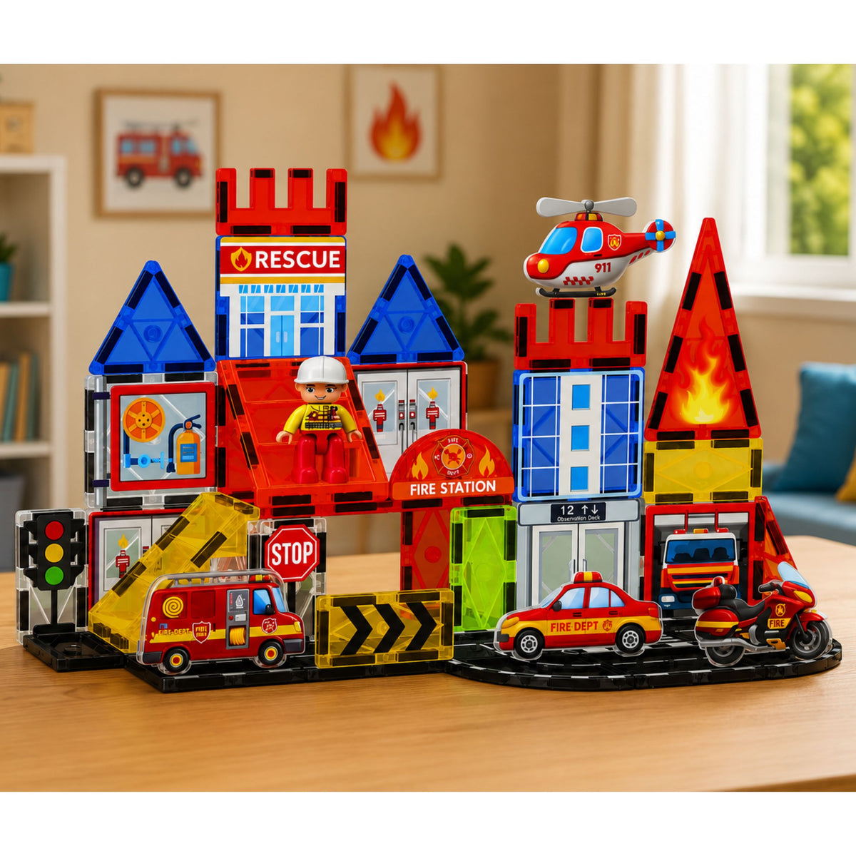 Magnetic Construction Blocks Fire Station Fire Station 42 Pcs.