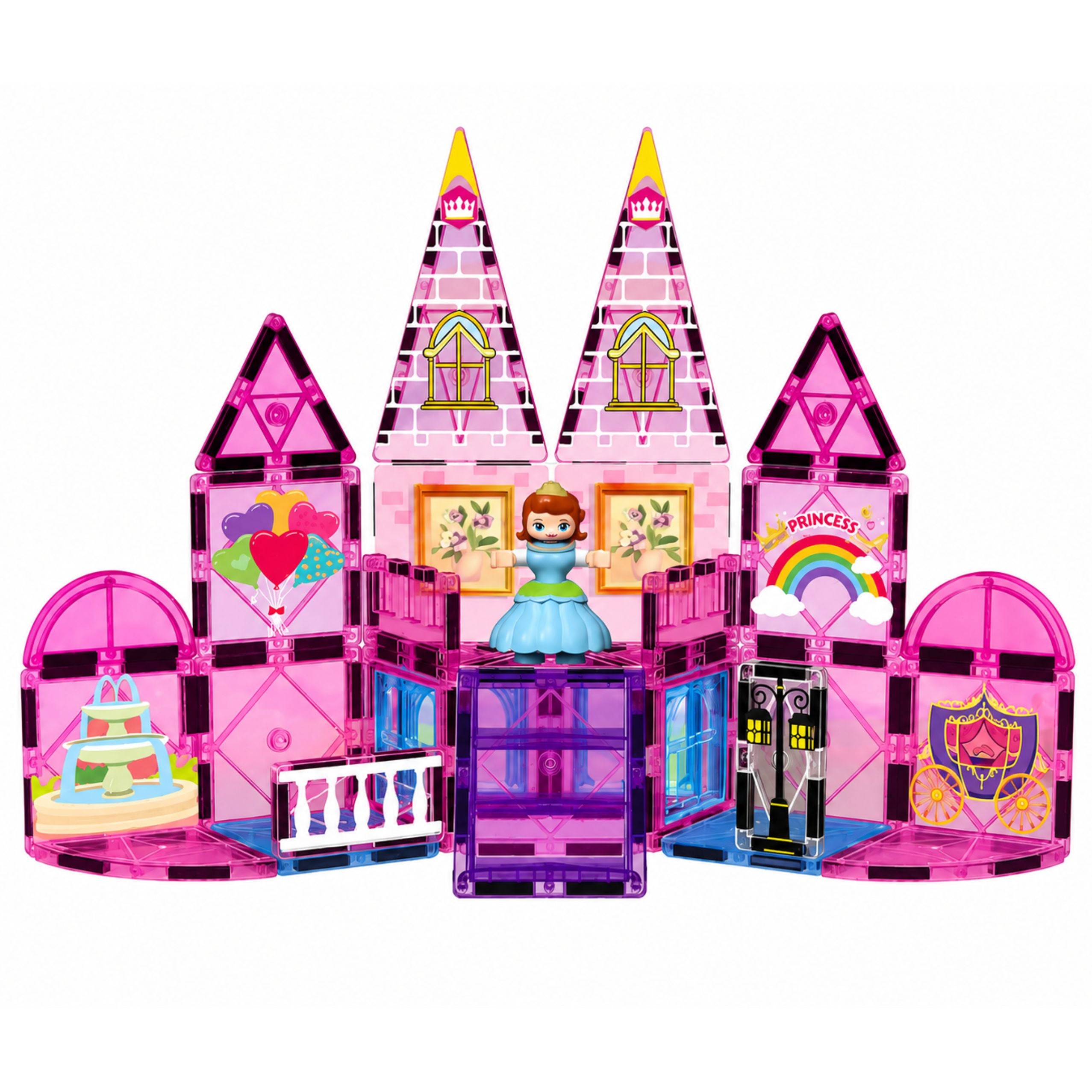 Magnetic Construction Blocks Princess Castle Pink 38 Pcs.