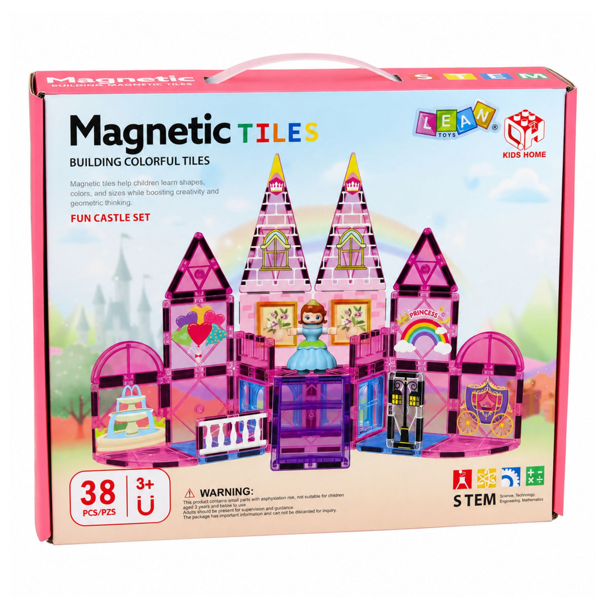 Magnetic Construction Blocks Princess Castle Pink 38 Pcs.