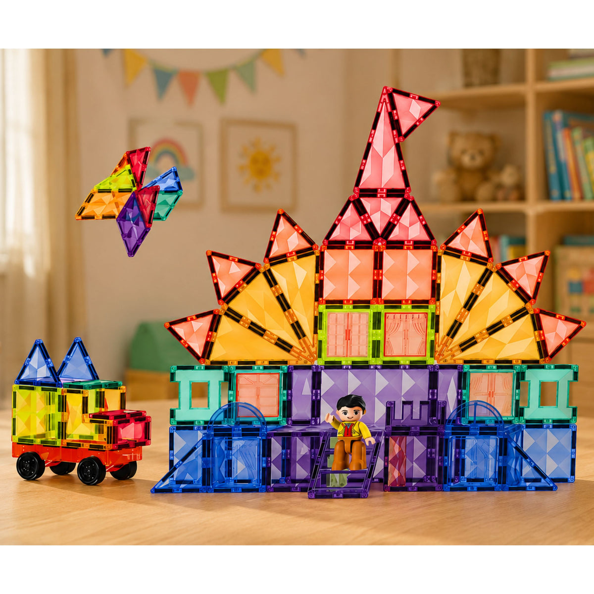 Blocchi di Costruzione Magnetici Pannelli 3D Gambo Creativo Colorato 85 Pz.