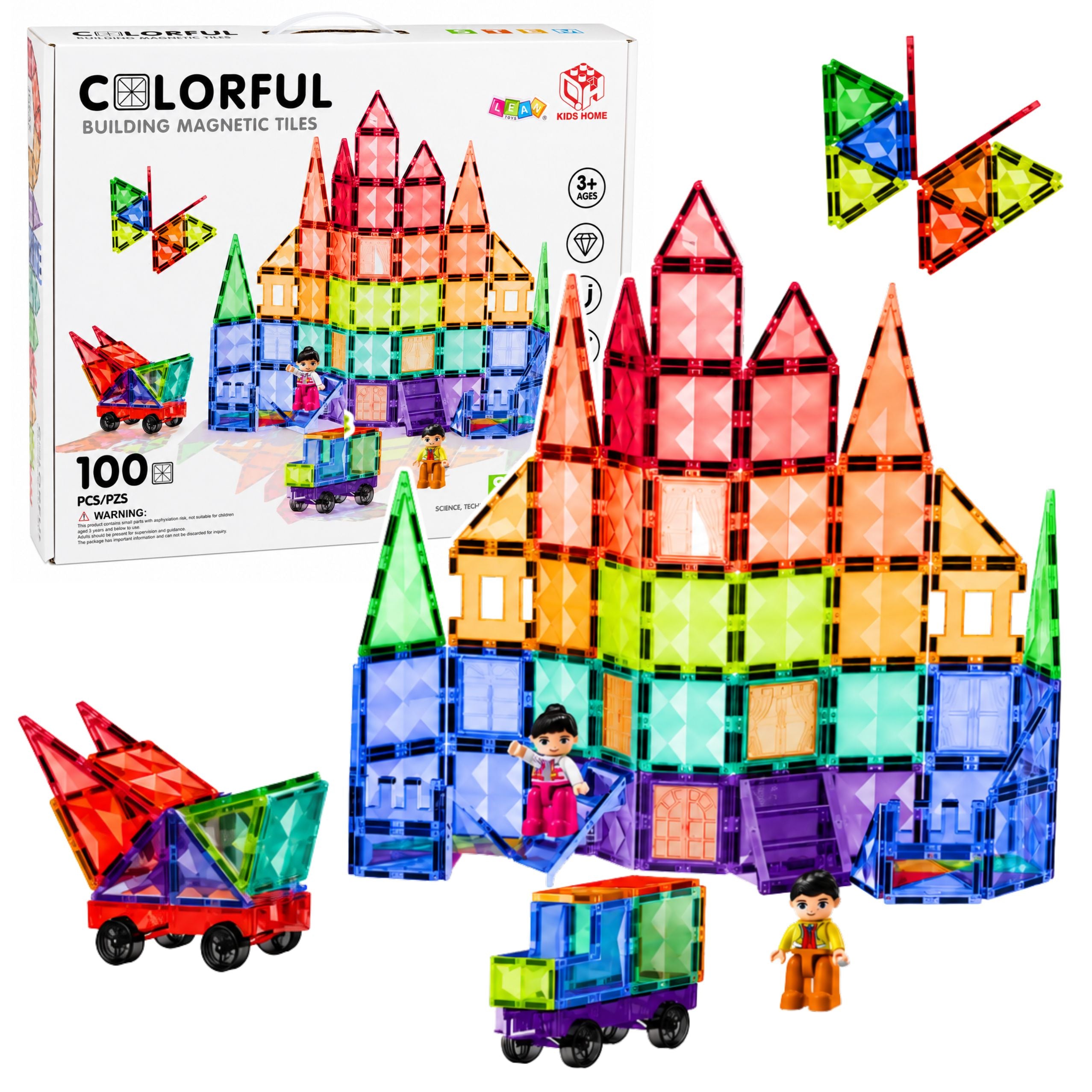 Magnetic Construction Blocks 3d Panels Creative Stem Colorful 100 Pcs.