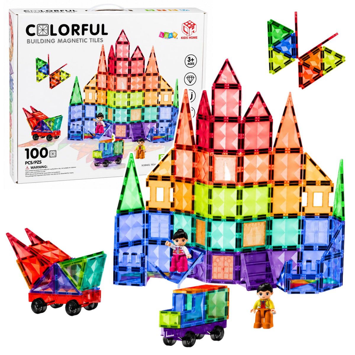 Magnetic Construction Blocks 3d Panels Creative Stem Colorful 100 Pcs.