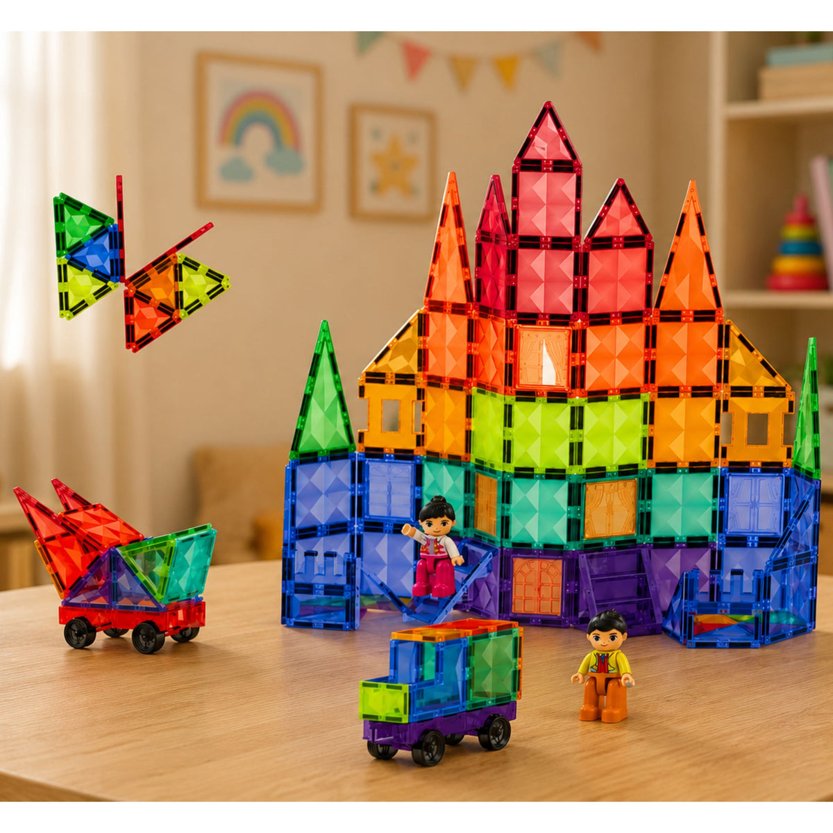 Magnetic Construction Blocks 3d Panels Creative Stem Colorful 100 Pcs.