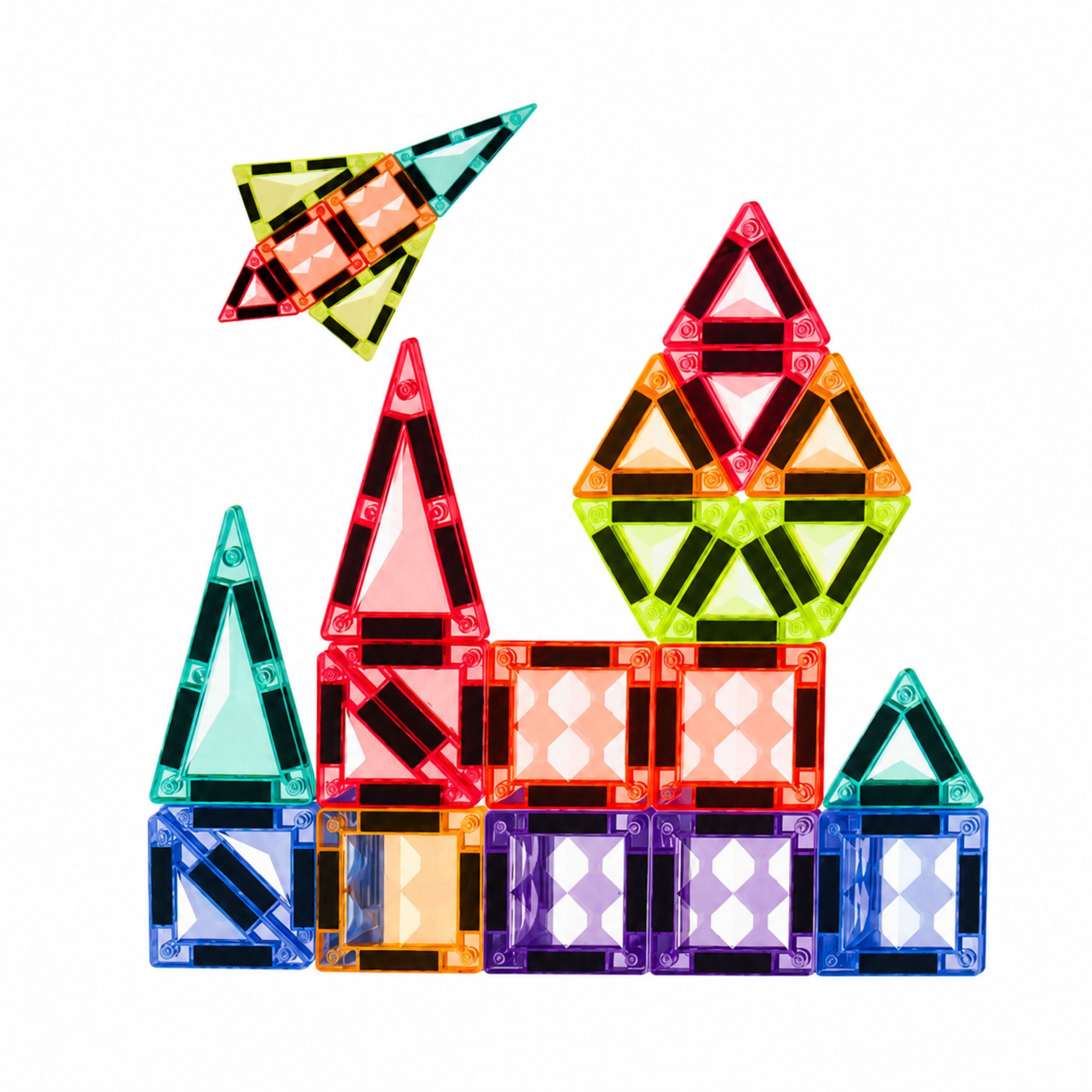 Magnetic Construction Blocks 3d Panels Creative Stem Colorful 24 Pcs.
