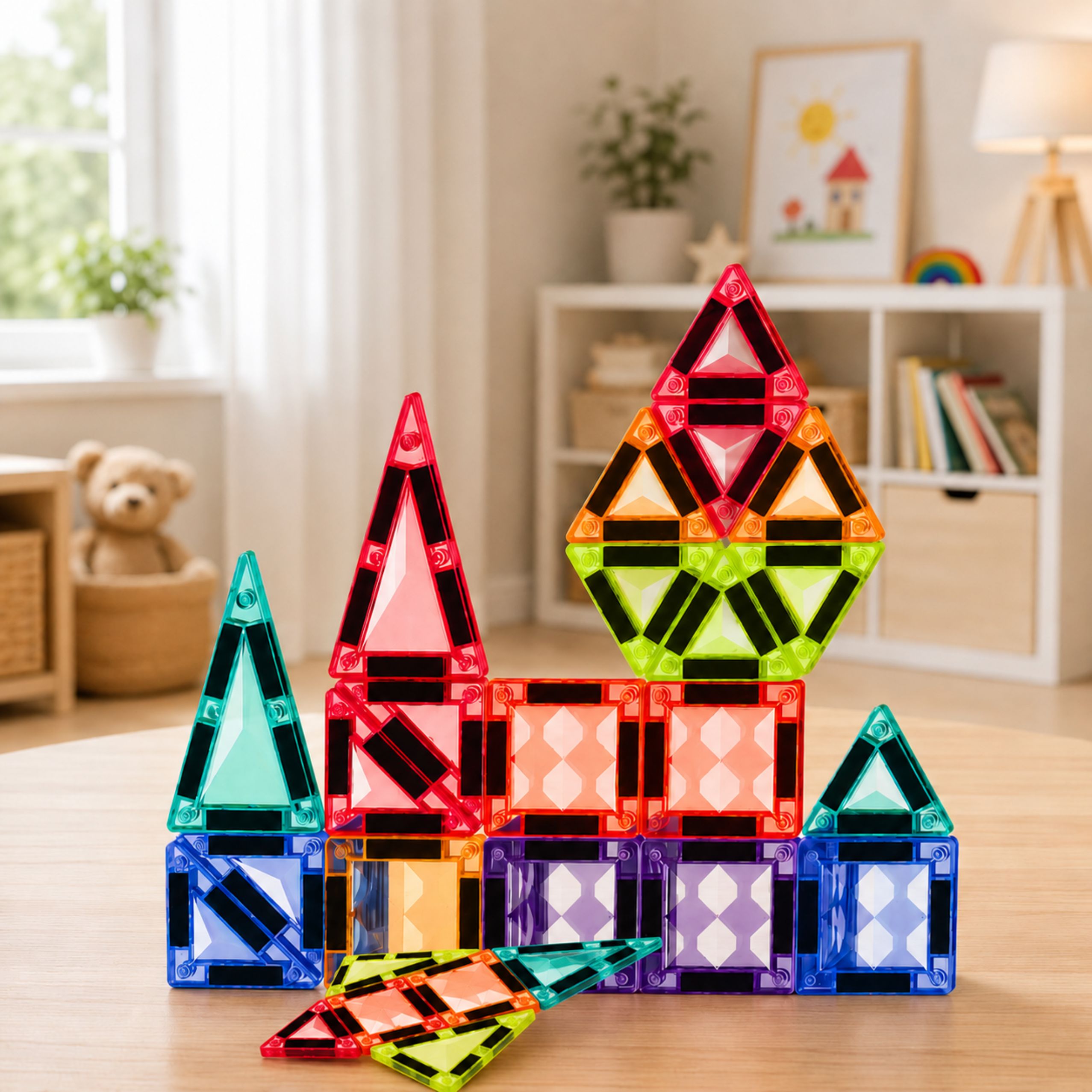 Magnetic Construction Blocks 3d Panels Creative Stem Colorful 24 Pcs.