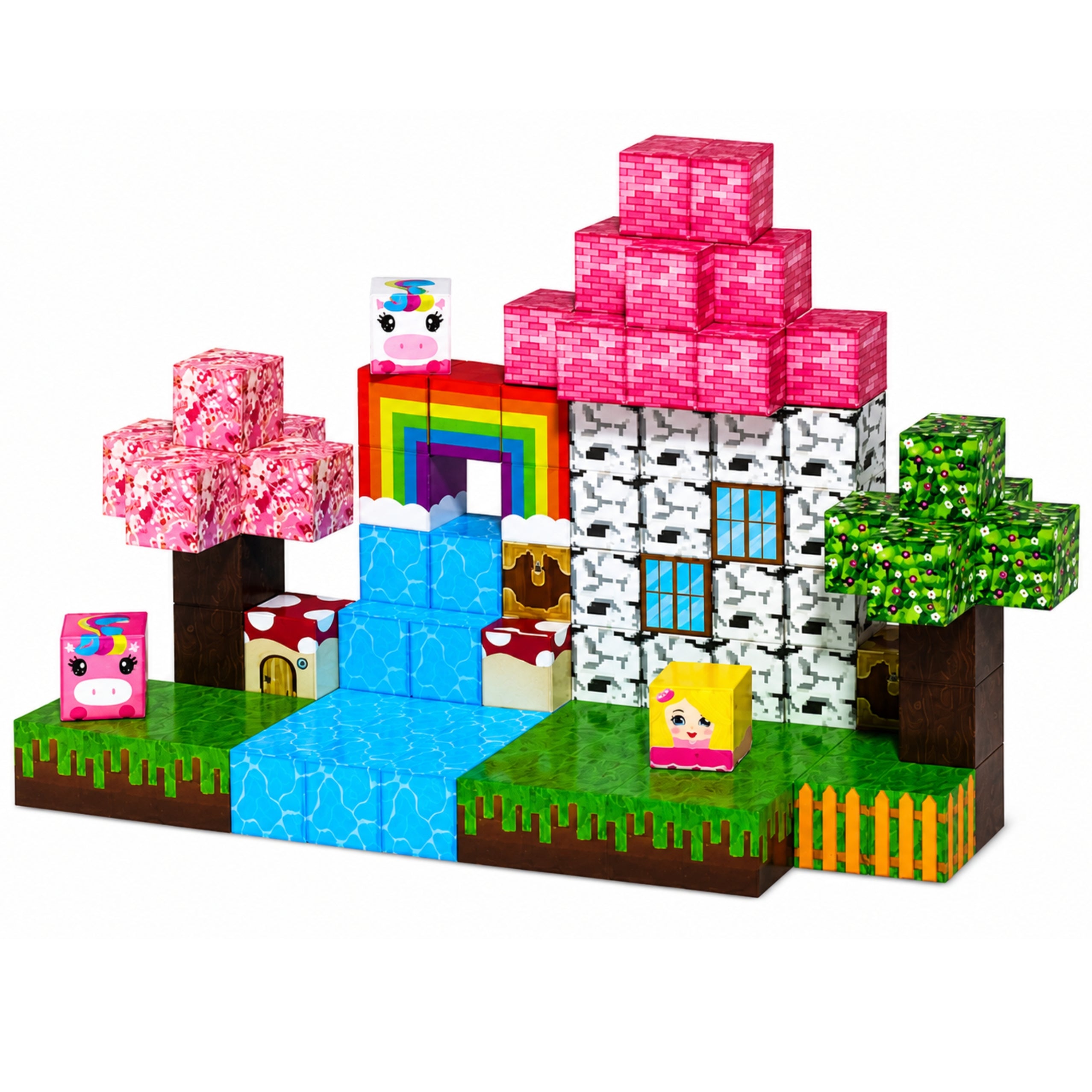 Set Of Magnetic Blocks Cubes Pixel Cubes Magic Land 3d 100 Pcs.