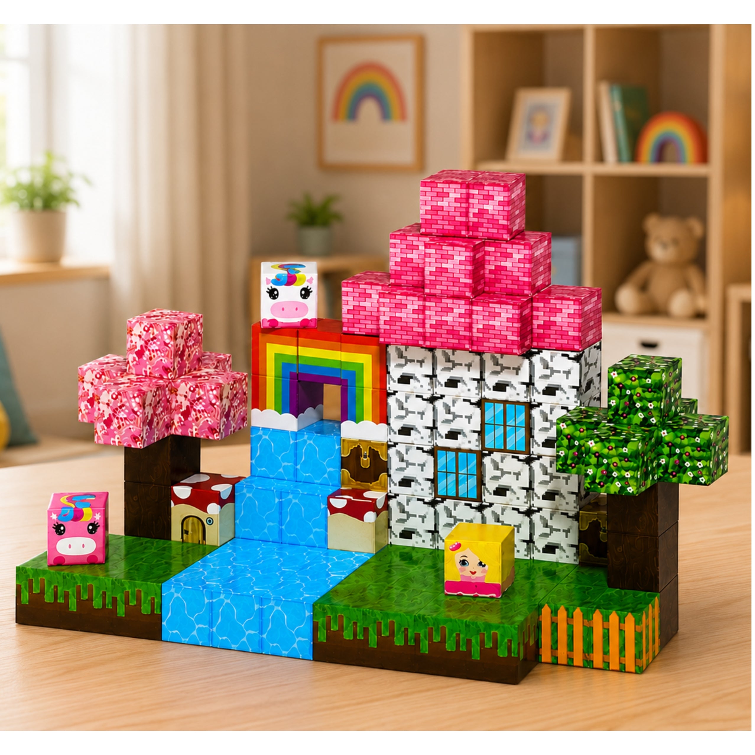 Set Of Magnetic Blocks Cubes Pixel Cubes Magic Land 3d 100 Pcs.