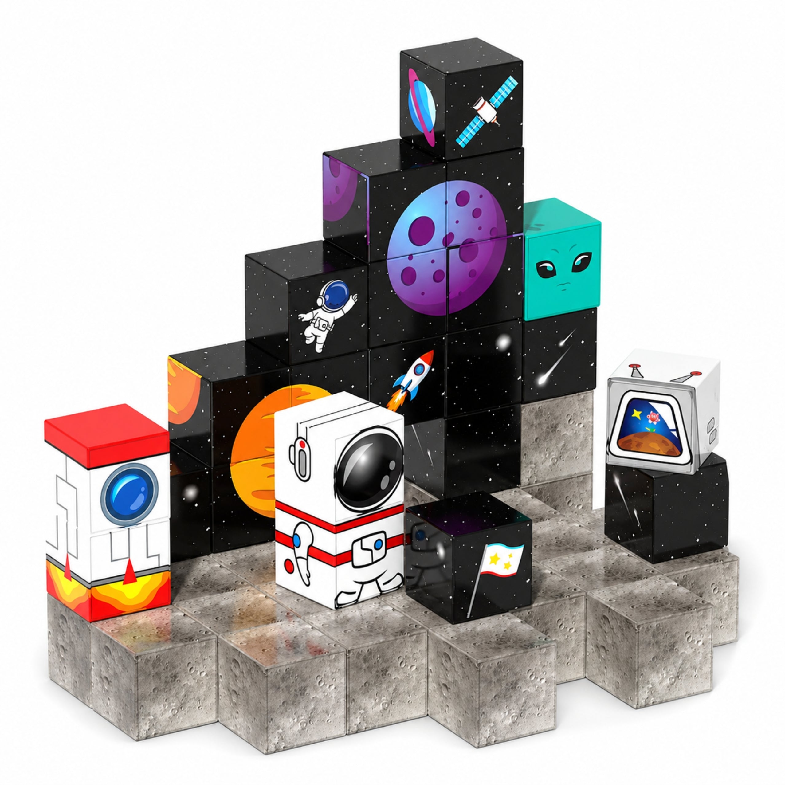 Set Of Magnetic Blocks Cubes Cubes Pixels 3d Space 50 Pcs.