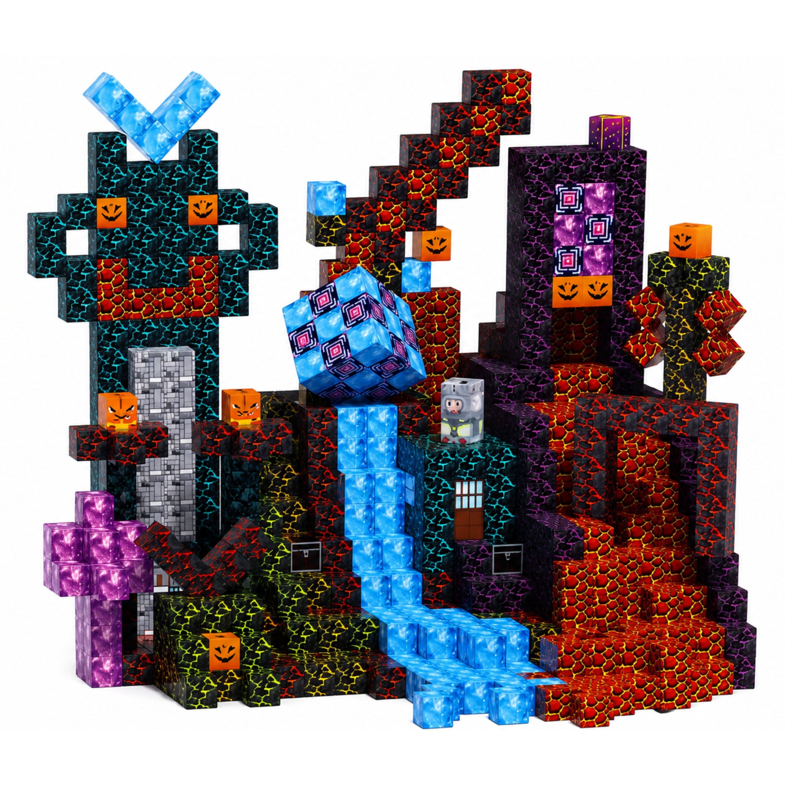 Set Of Magnetic Blocks Cubes Cubes Pixels 3d Dark World 100 Pcs.