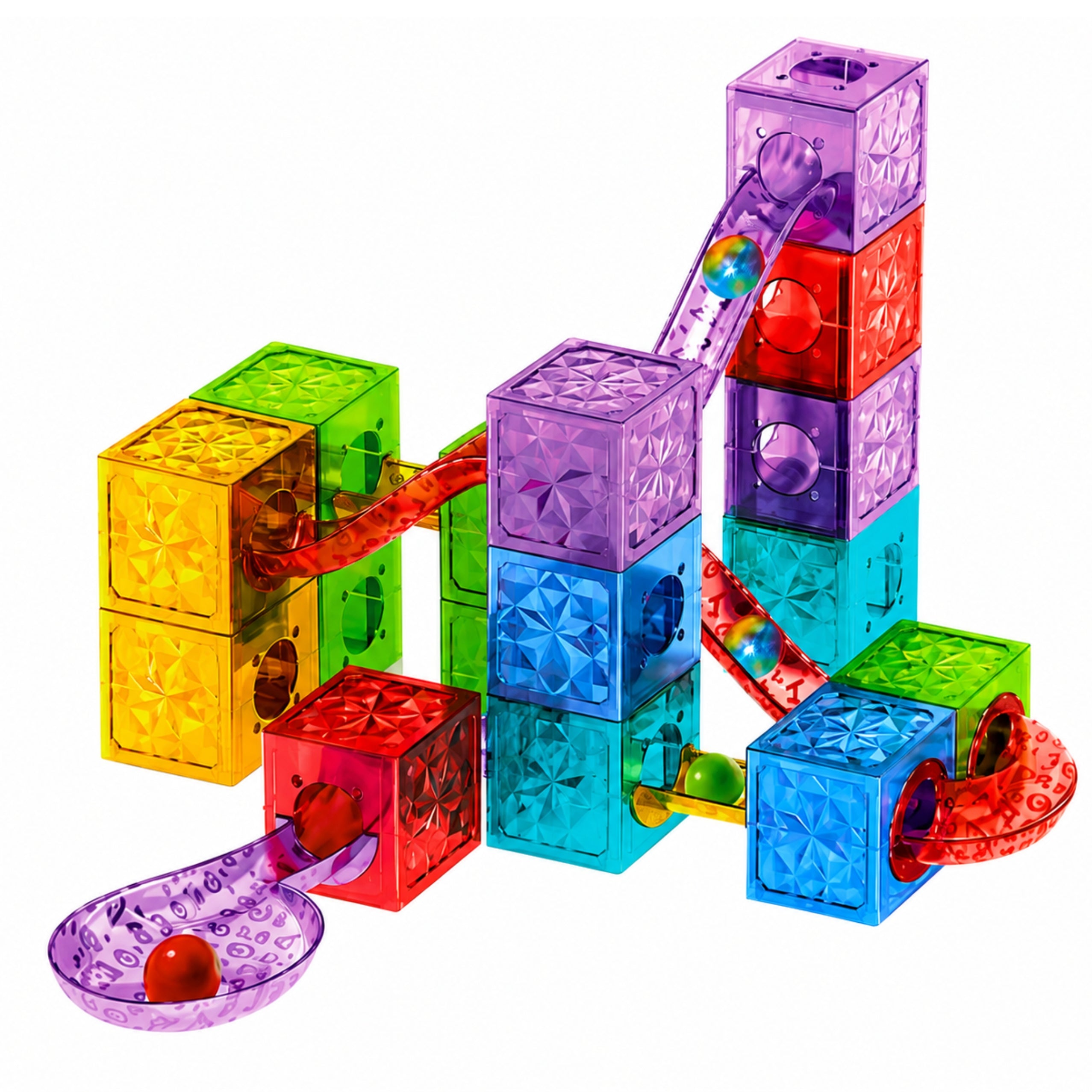Magnetic Construction Blocks Cubes Ball Track Colorful 33 Pcs.