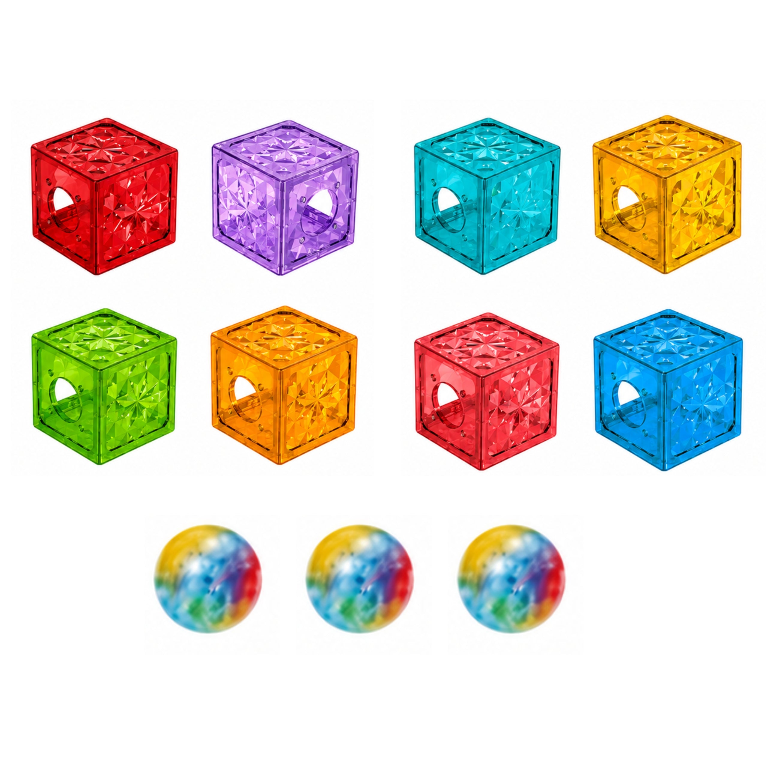 Magnetic Construction Blocks Cubes Ball Track Colorful 33 Pcs.