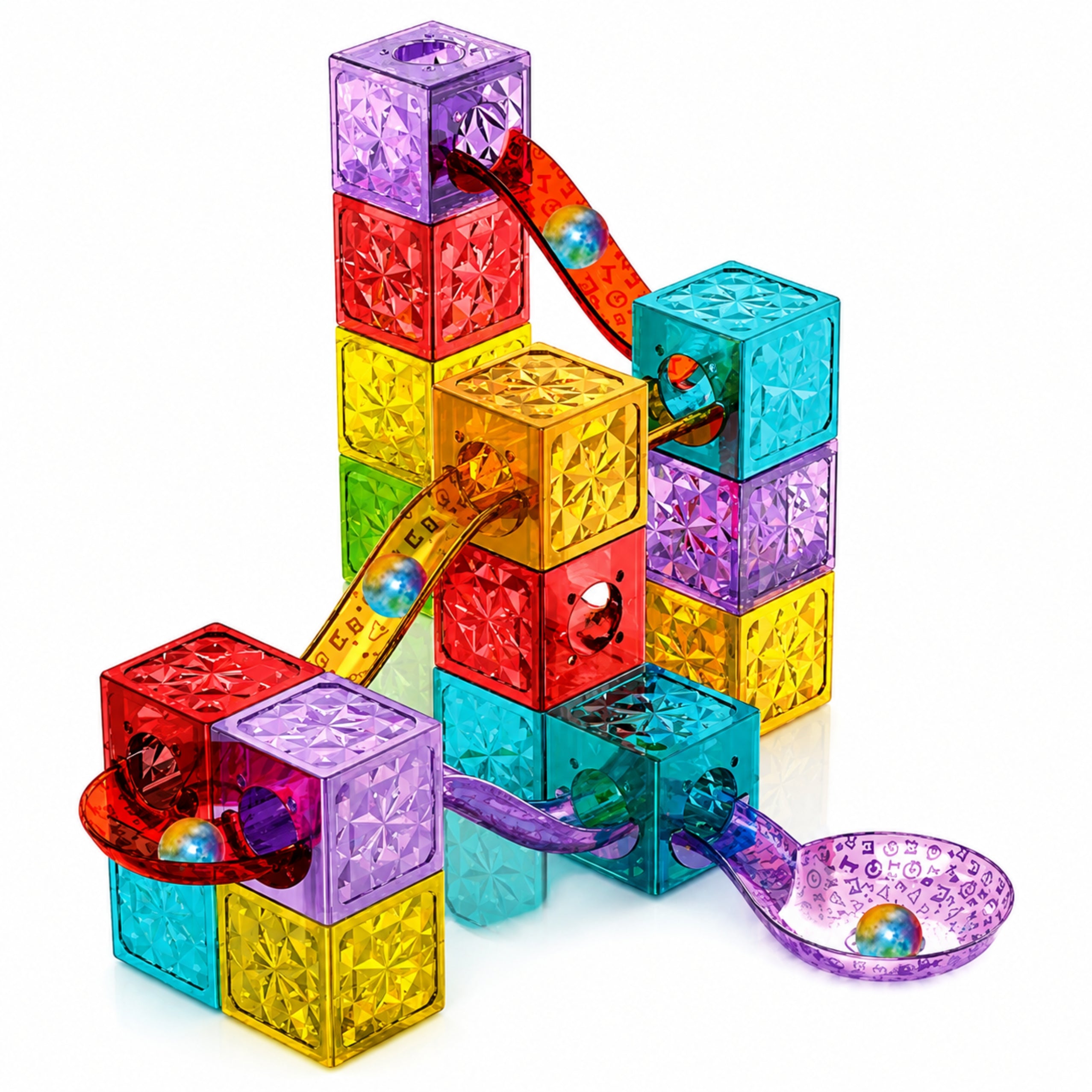 Magnetic Construction Blocks Cubes Ball Track Colorful 28 Pcs.