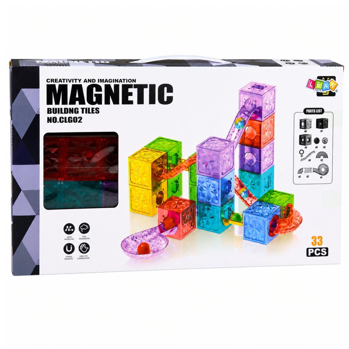 Klocki magnetyczne Kostki Tor kulkowy Kolorowe 28 szt.