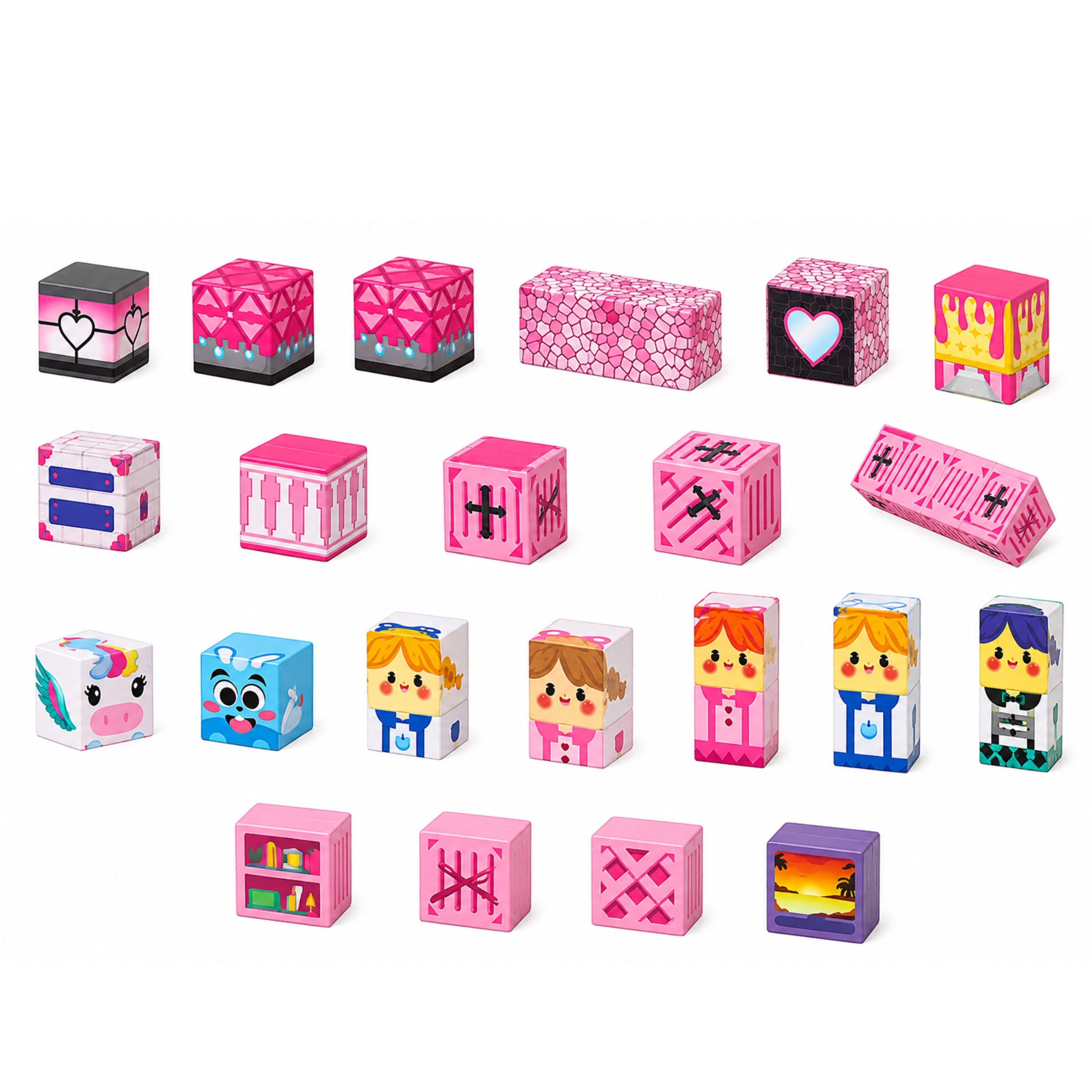 Magnetic Blocks Pixels Cubes Dice Pixel World Pink 80 Pcs.
