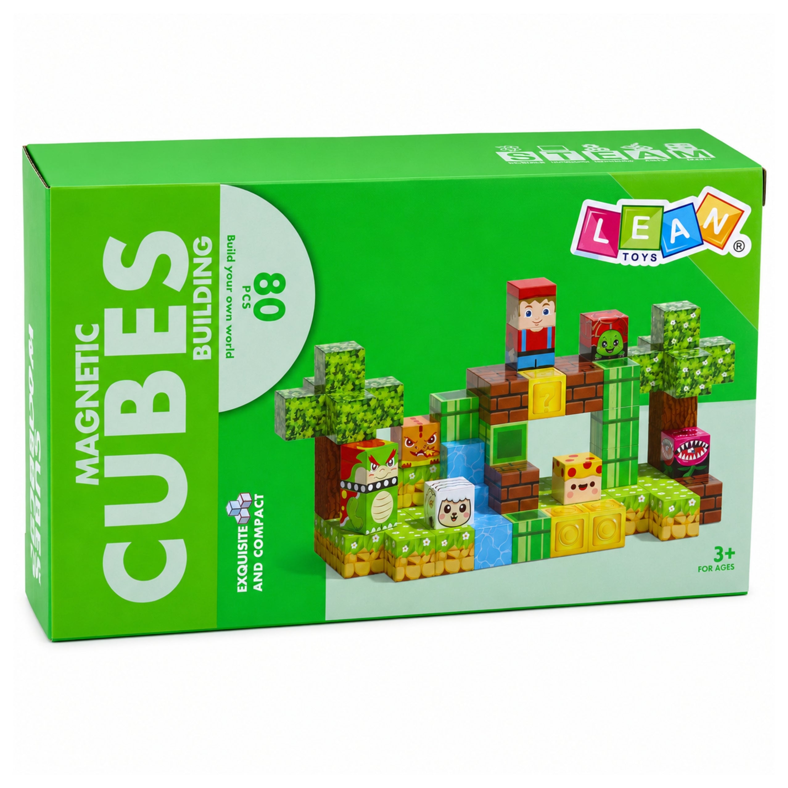 Magnetic Blocks Cubes Pixel World Animals 80 Pcs.