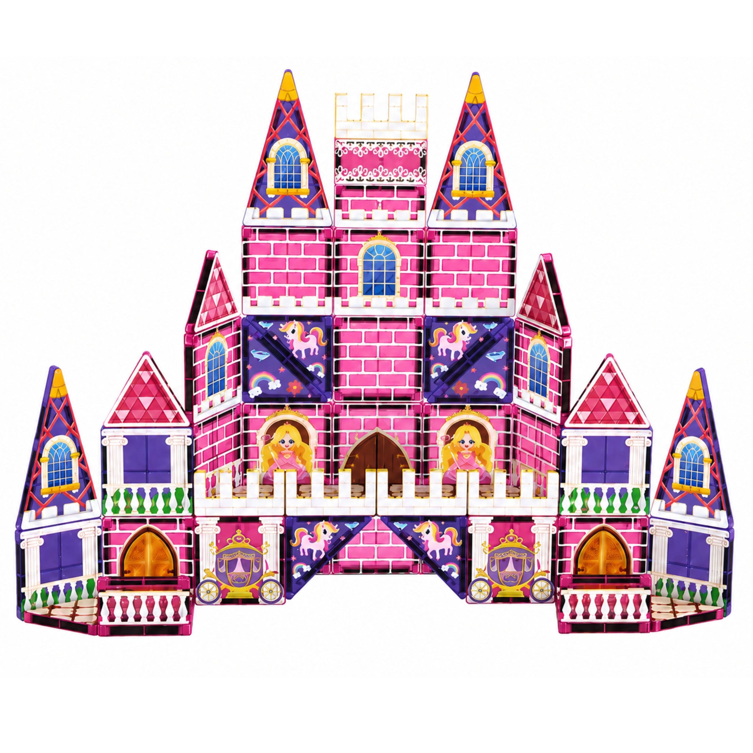 Magnetic Construction Blocks Princess Castle Pink 58 Pcs.