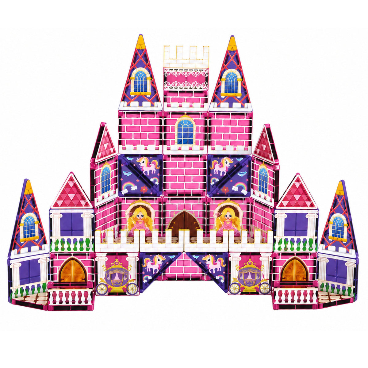 Magnetic Construction Blocks Princess Castle Pink 58 Pcs.