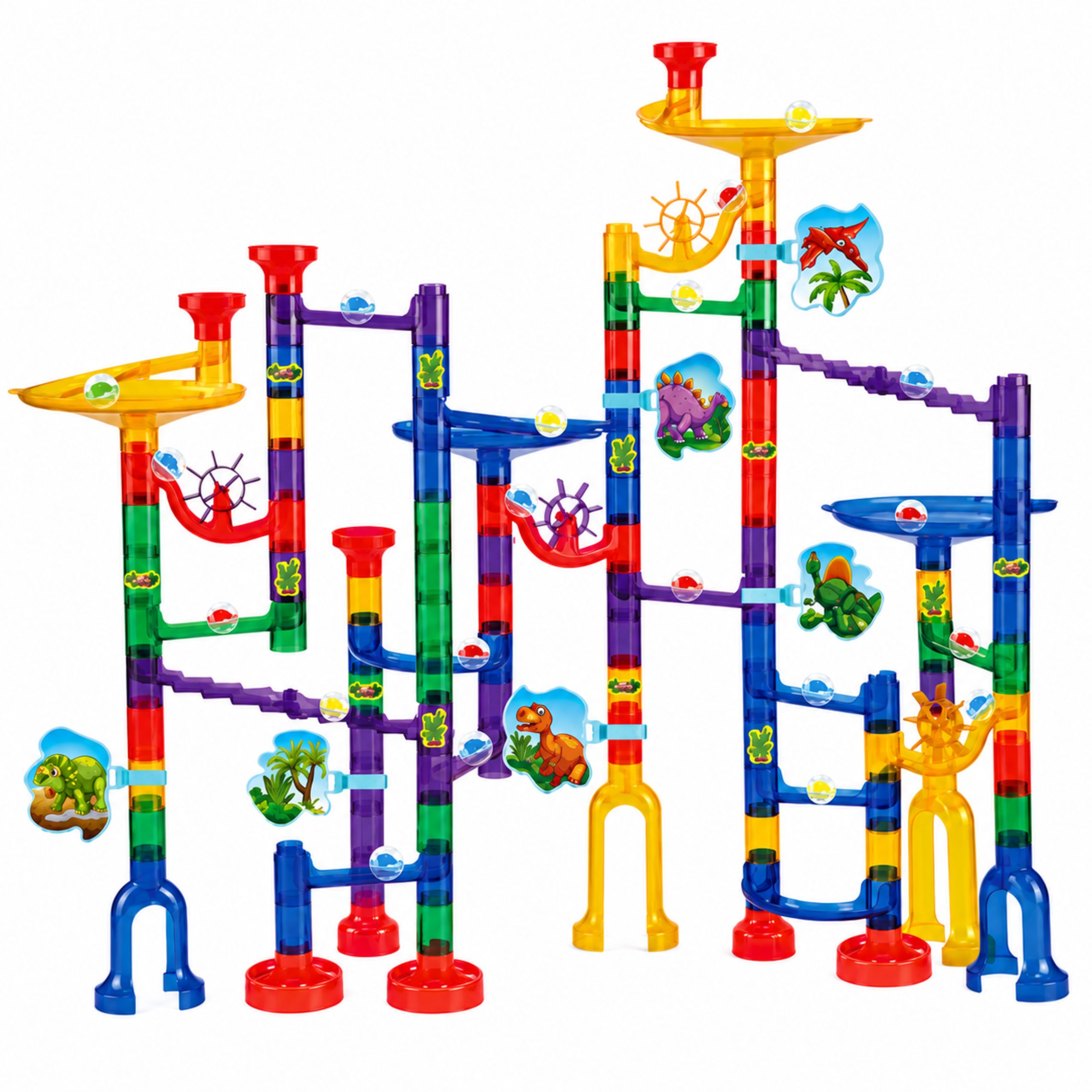 Construction Set Ball Track Tunnels Colorful Dinosaurs 192 Pcs.