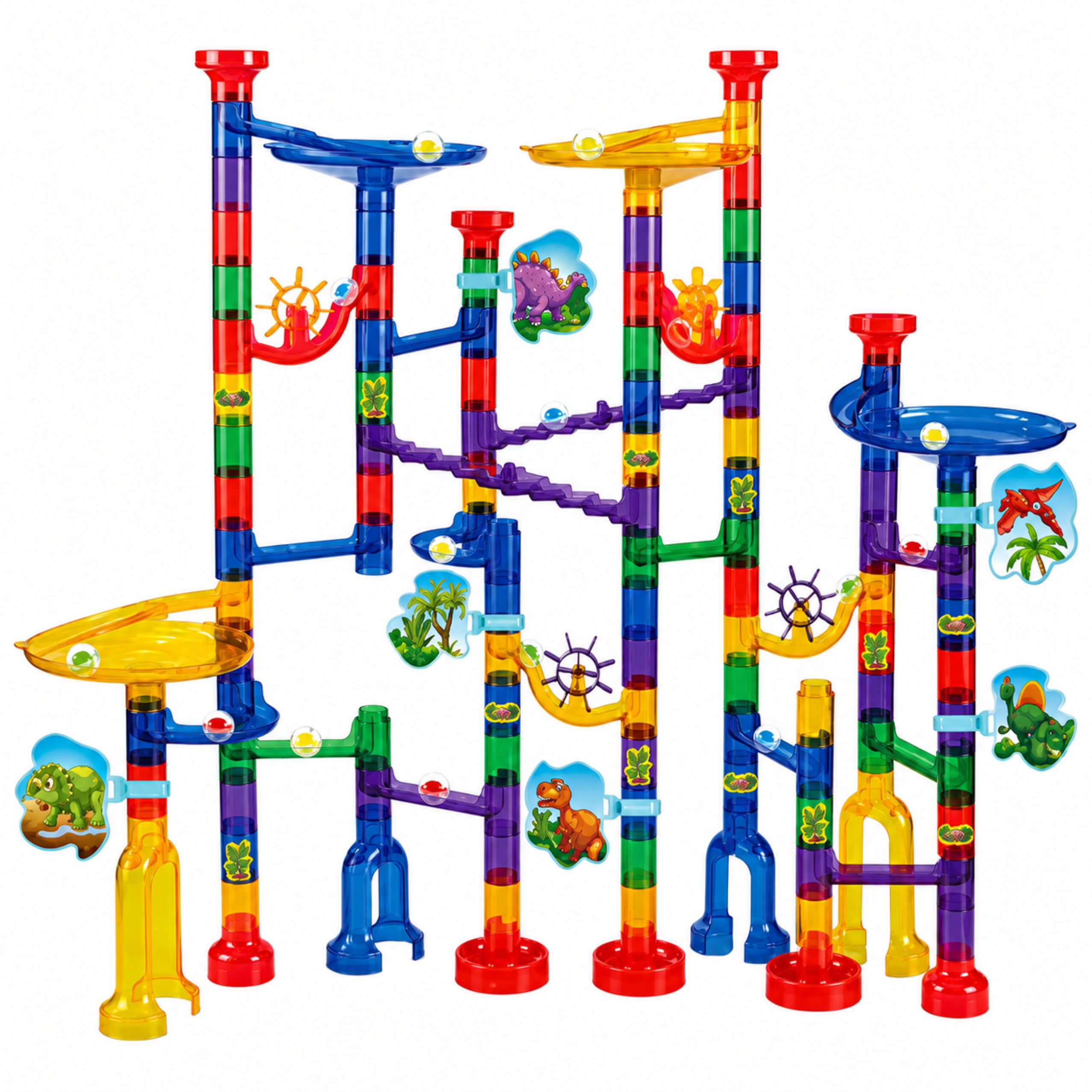 Construction Set Ball Track Tunnels Colorful Dinosaurs 192 Pcs.