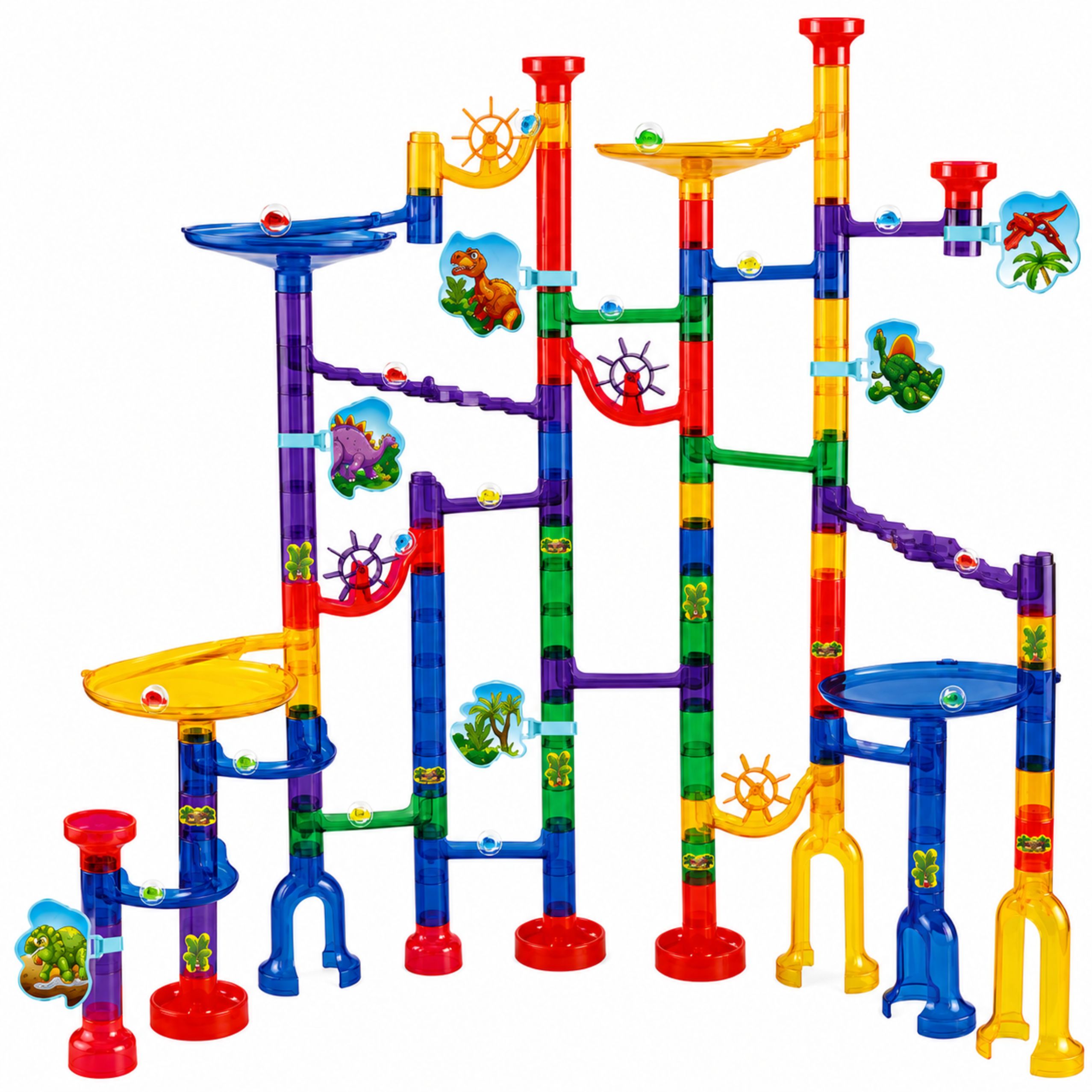 Construction Set Ball Track Tunnels Colorful Dinosaurs 192 Pcs.