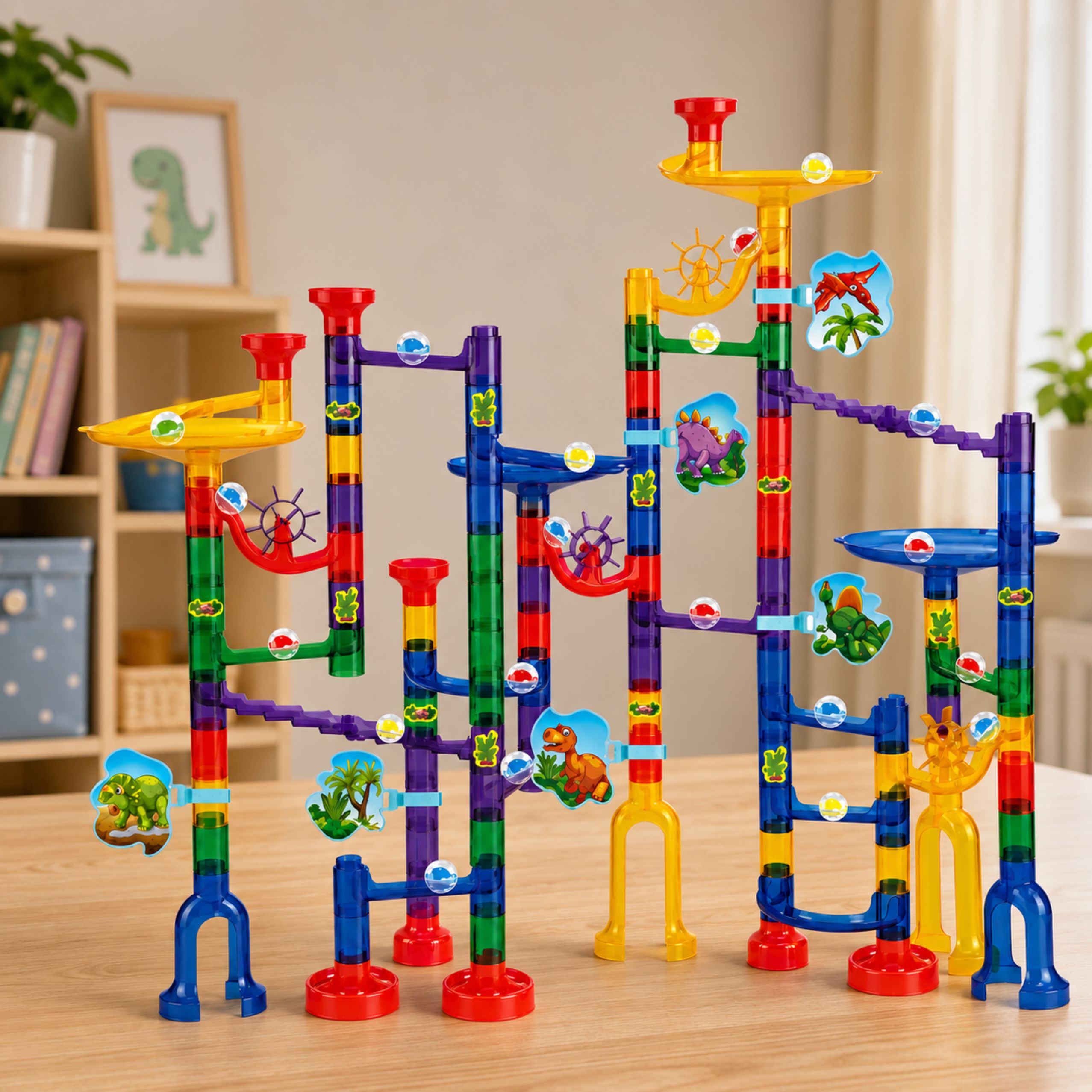 Construction Set Ball Track Tunnels Colorful Dinosaurs 192 Pcs.