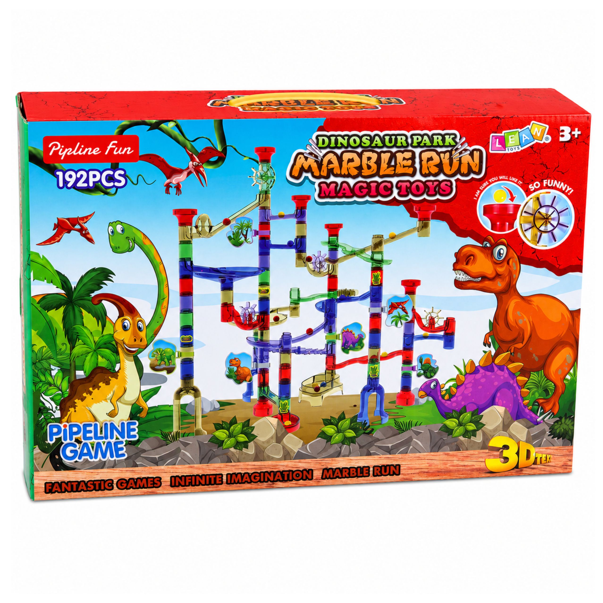 Construction Set Ball Track Tunnels Colorful Dinosaurs 192 Pcs.