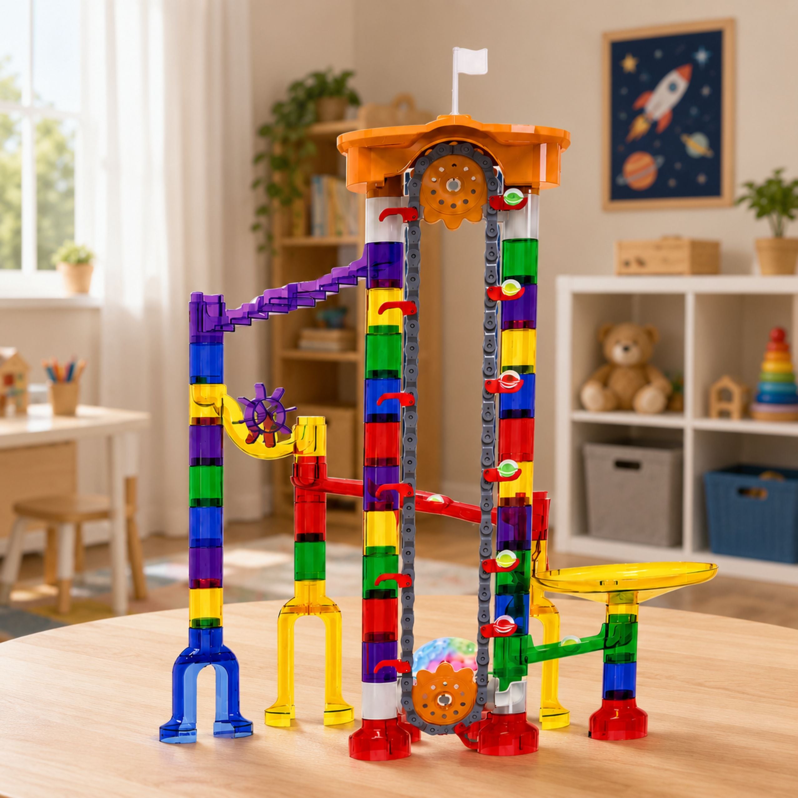Construction Blocks Space Track For Balls Tunnels Colorful 3d 153 Pcs.