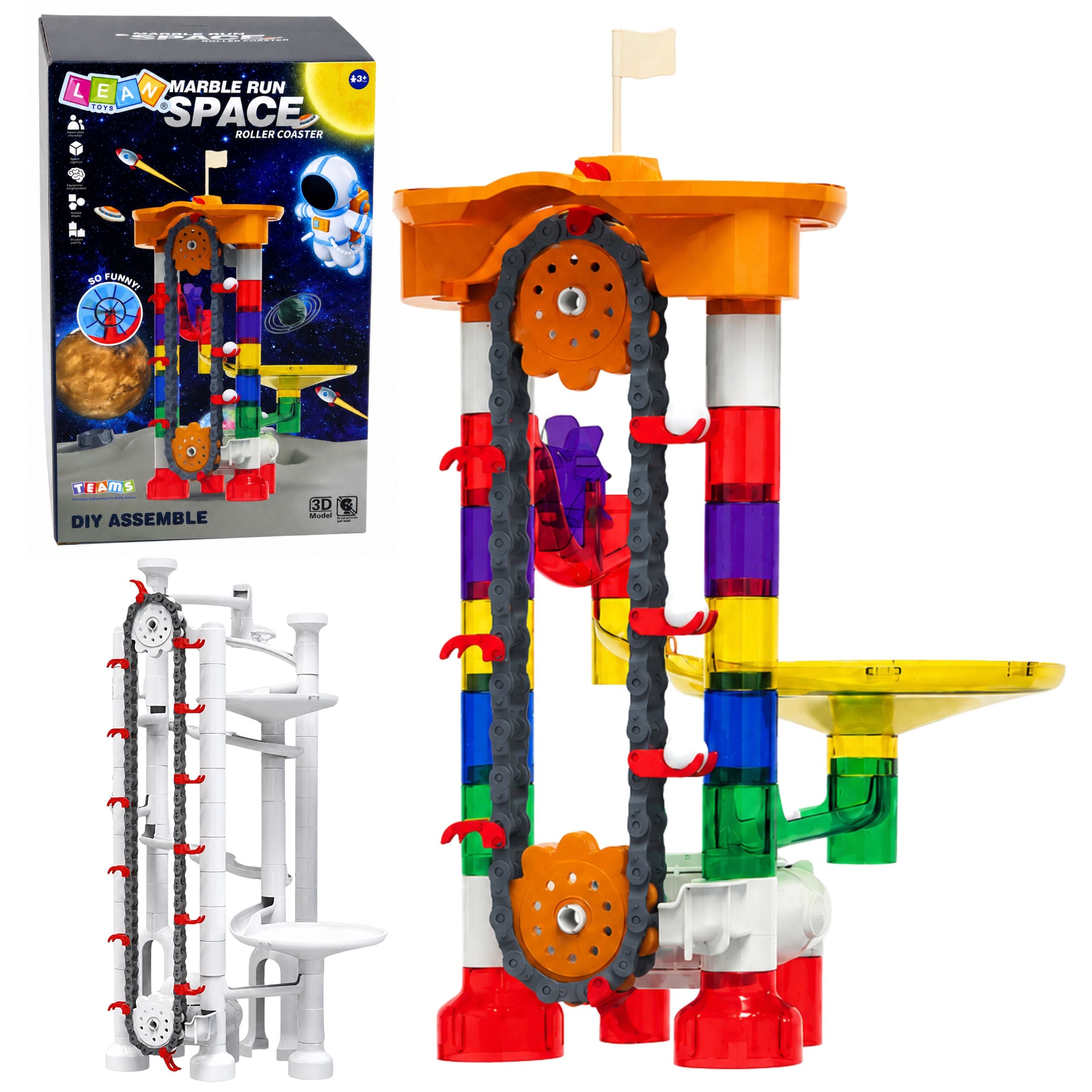 Construction Blocks Space Track For Balls Tunnels Colorful 3d 85 Pcs.