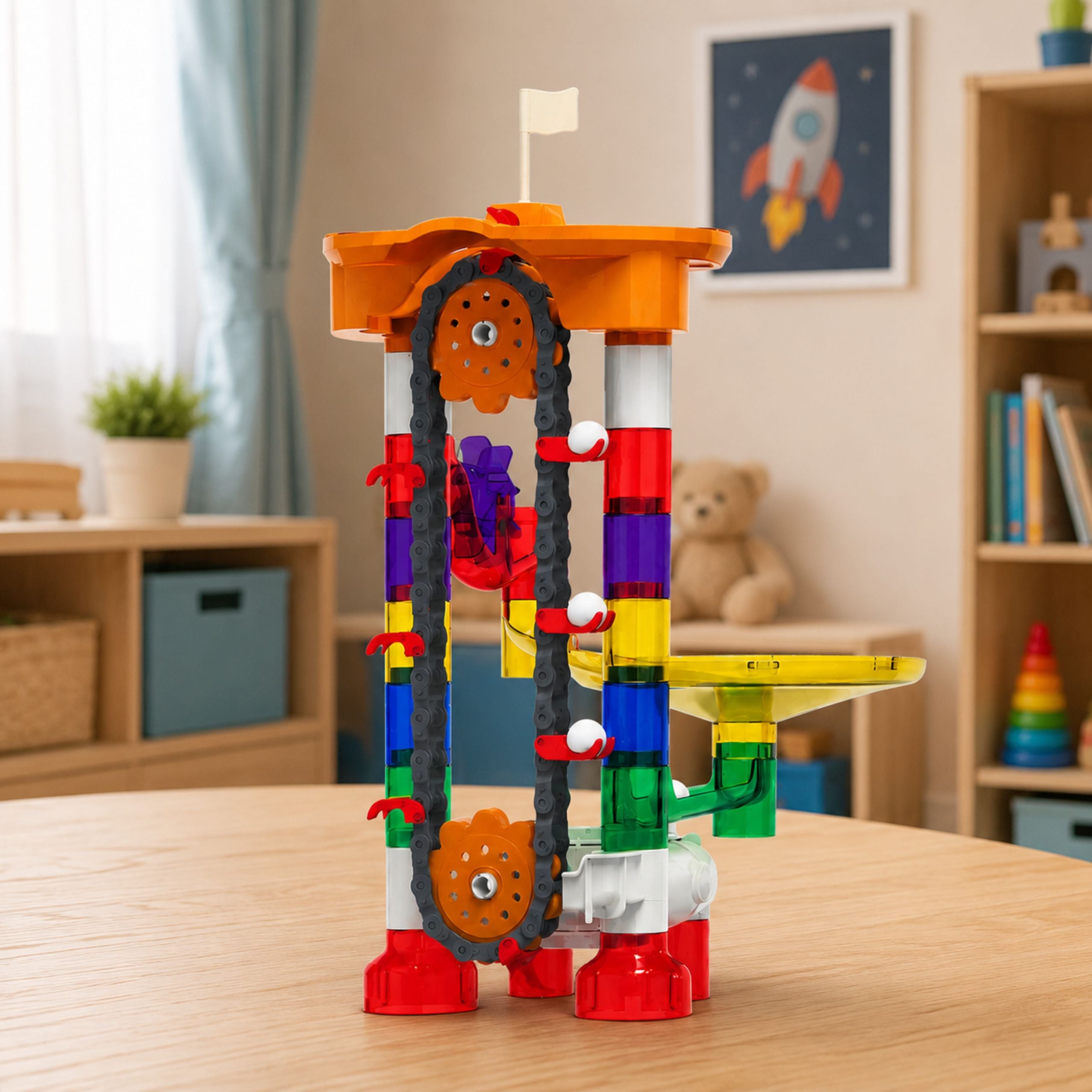 Construction Blocks Space Track For Balls Tunnels Colorful 3d 85 Pcs.