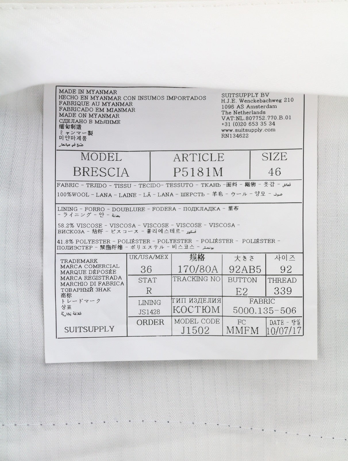 Traje Napoli De Un Solo Pecho