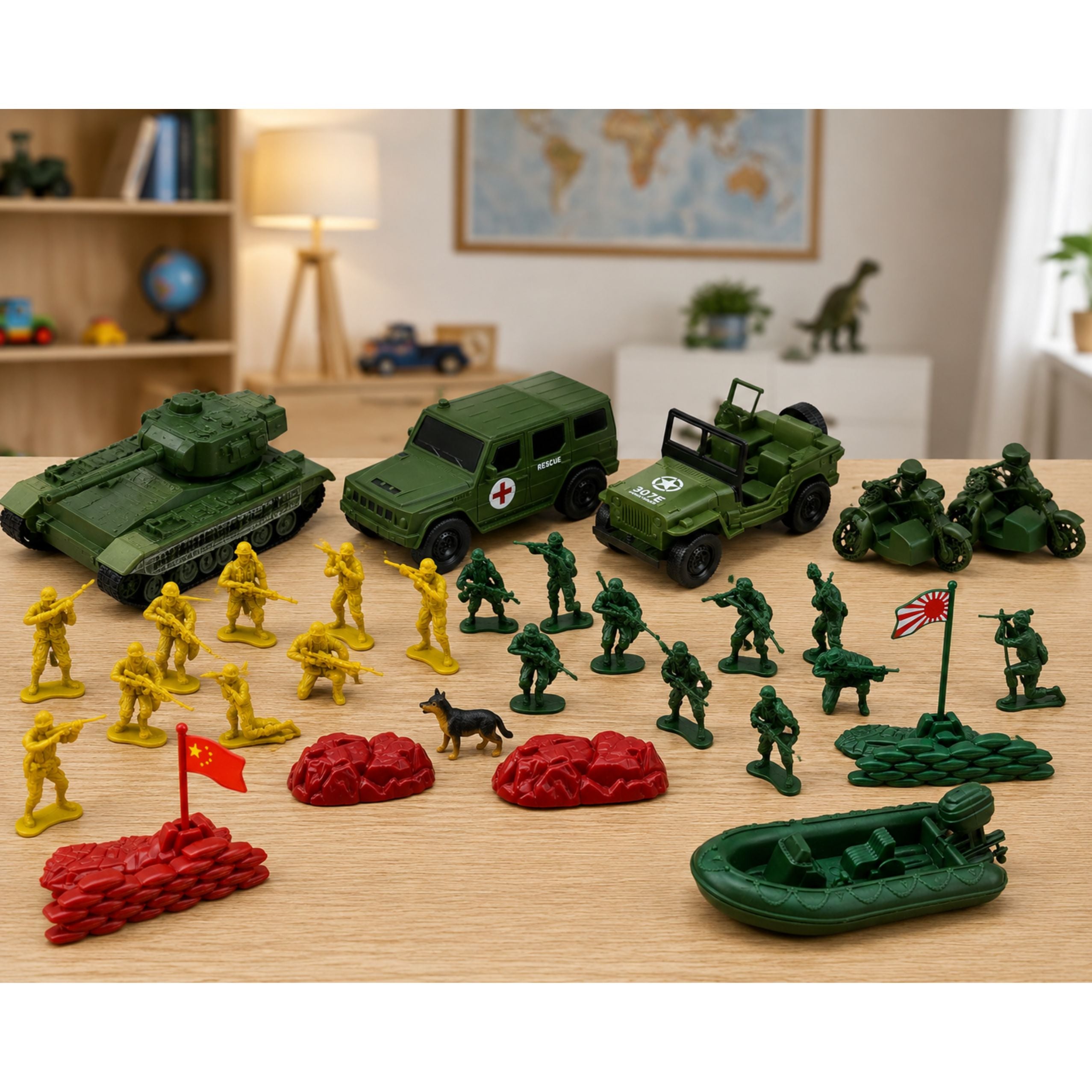 Military Set Soldiers Vehicles Military Base Tower Figures 46 Pcs.