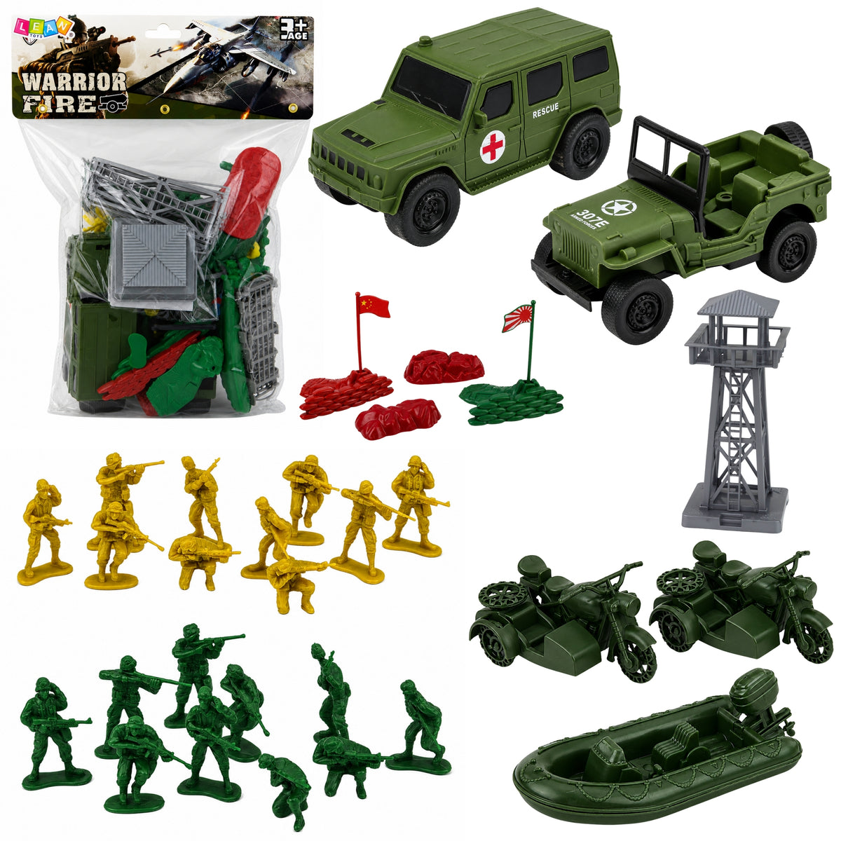 Military Set Soldiers Vehicles Military Base Tower Figures 46 Pcs.