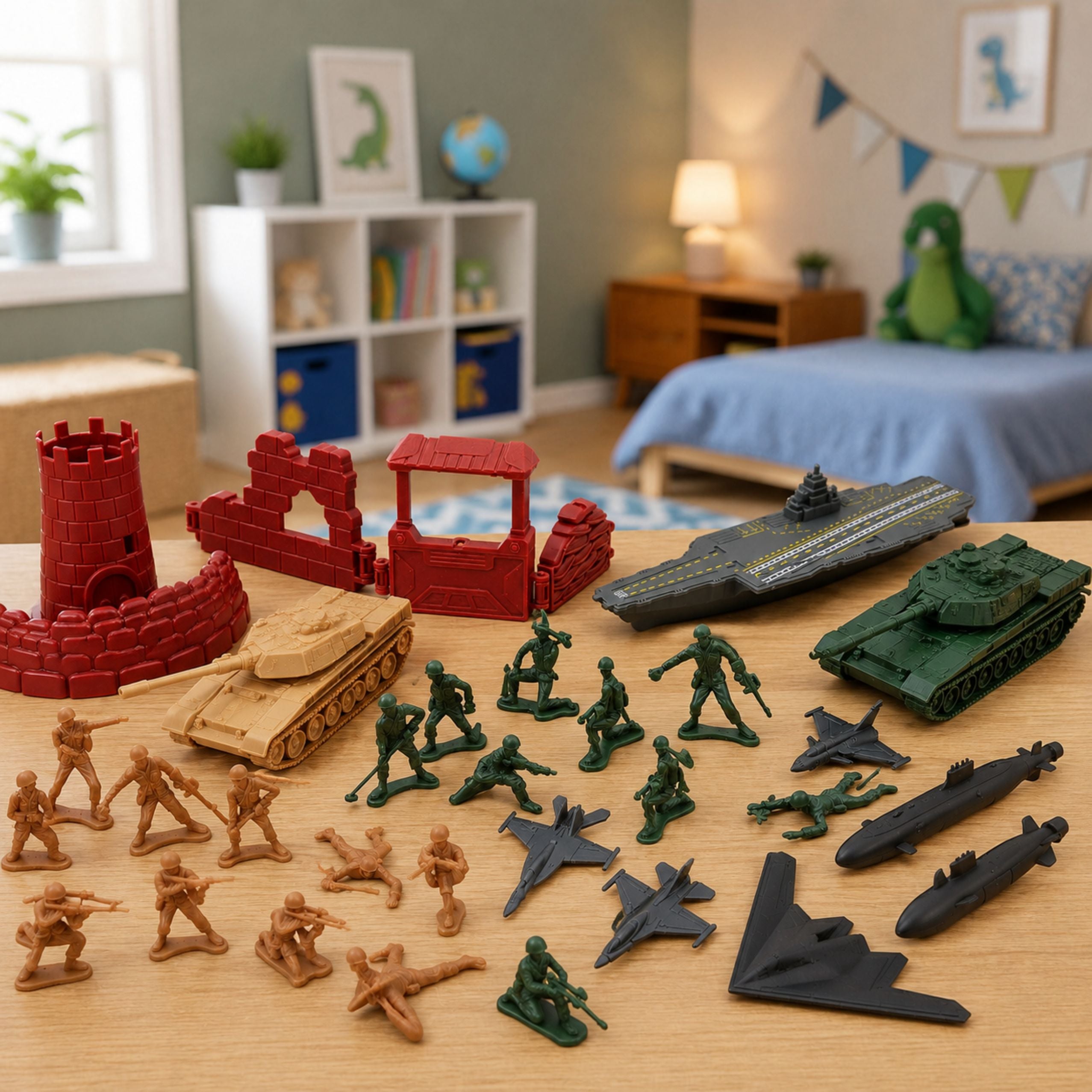 Military Set Soldiers Vehicles Ships Fighters Base 54 Pcs.