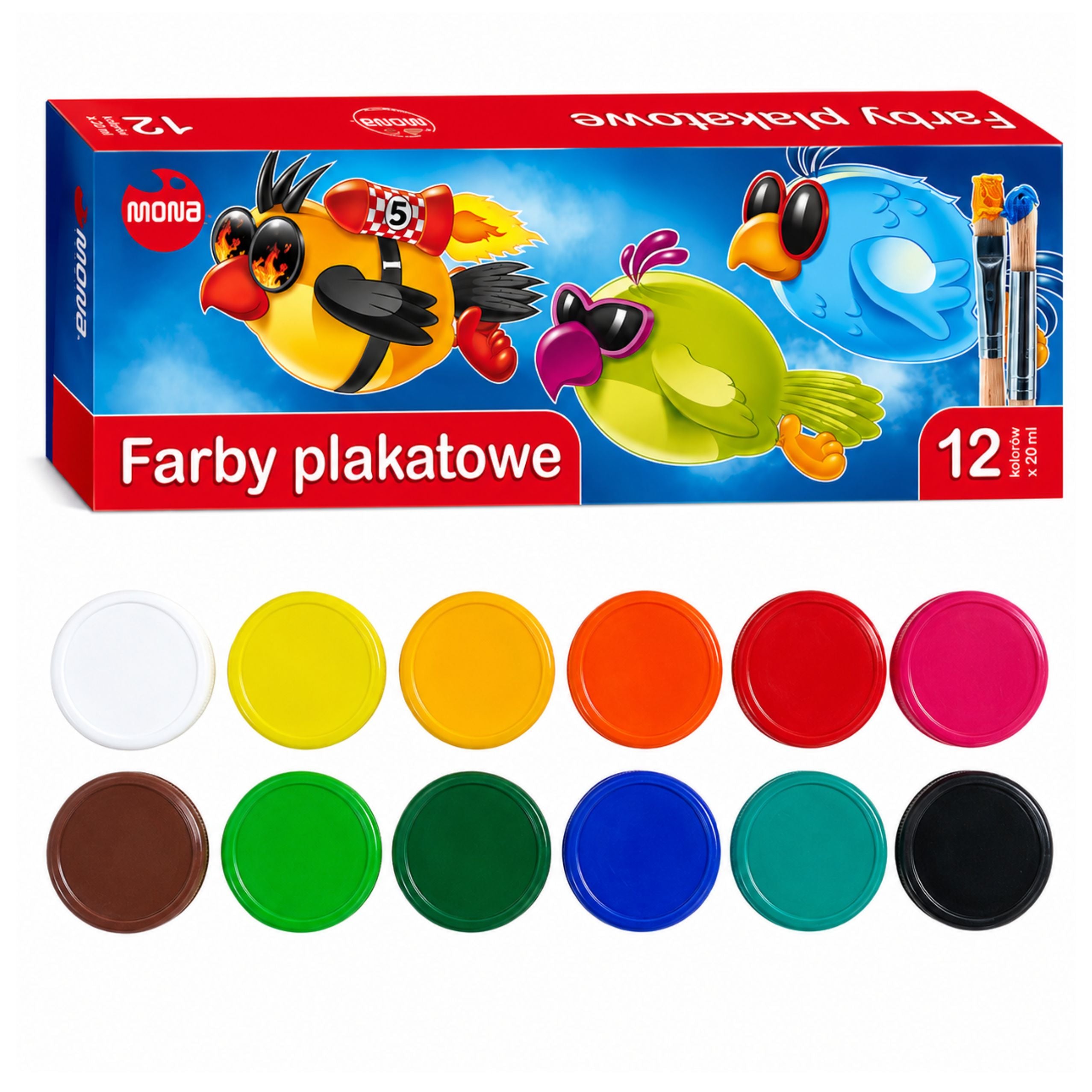 Mona School Poster Paints 12 Colors X 20 Ml