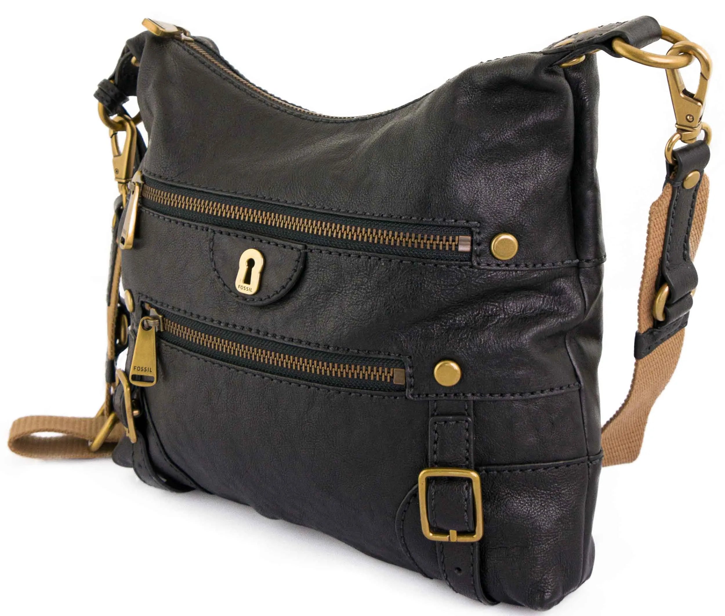 Mála láimhe iontaise Wmns mála láimhe ghualainn Emilia Zip Crossbody Dubh Dubh