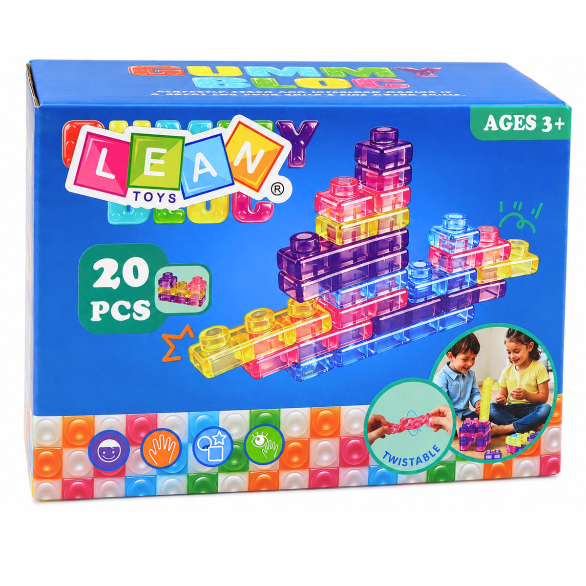 Blocs en Caoutchouc Construction Flexible Transparent Coloré 20 Pcs.