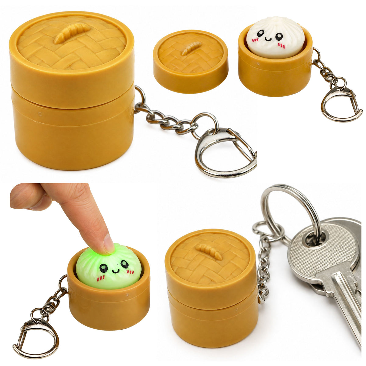 Dumpling In A Basket Keychain Glowing Led Dumpling For Keychain Backpack 3.5 Cm