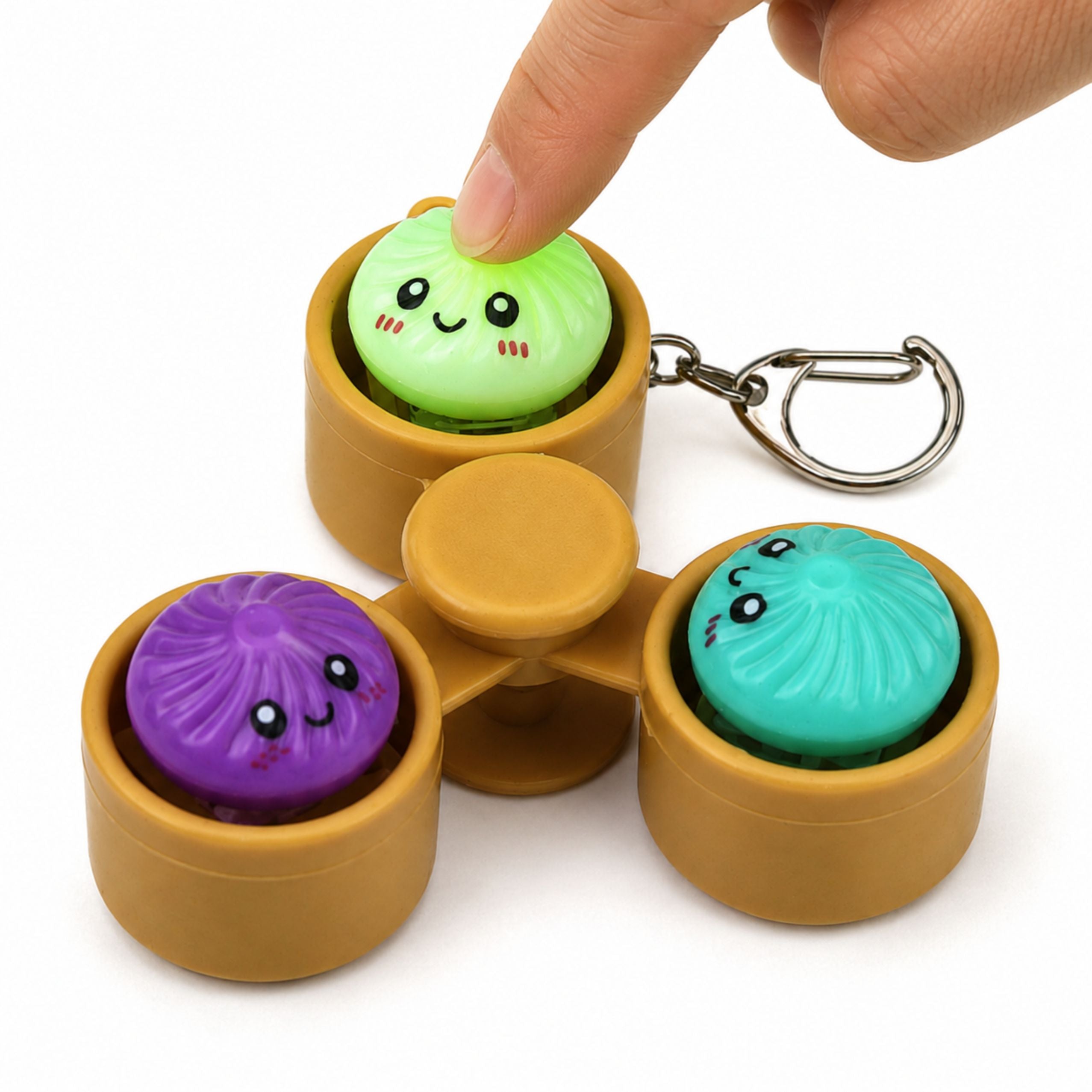Dumplings In A Basket Keychain Glowing Led Dumpling Fidget Spinner 8.5 Cm