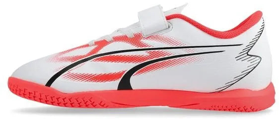 Dziecięce buty halowe Puma Jr Ultra Play It V Biało-czarno-ognisty Orchid White