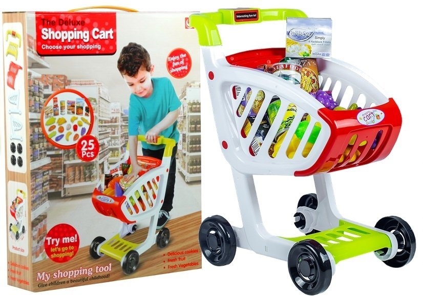 Shopping Cart For Kids Accessories Shopping Set Food 25 Pcs.