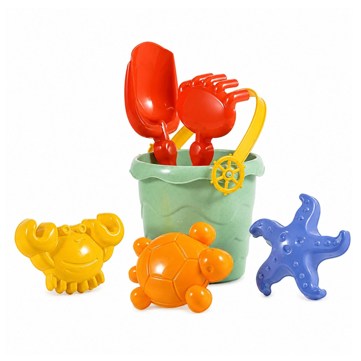 Sea Sand Set Bucket Molds Shovel Rake 6 Pcs.