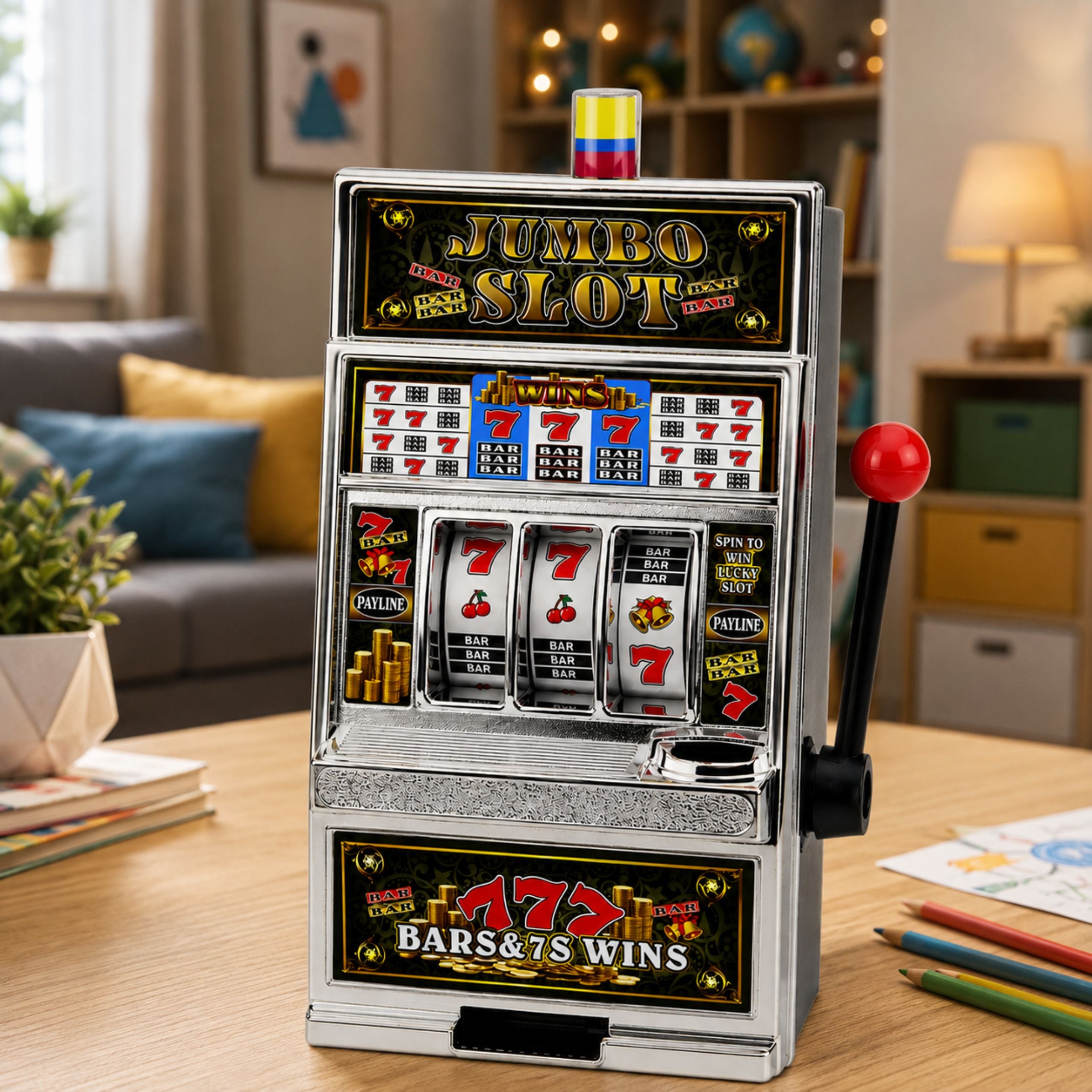 Stort Slot Machine Casino Med Sounds Money Bank