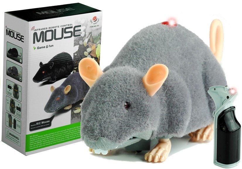 Big Rc Mouse Toy On Wheels Grey- Make A Prank