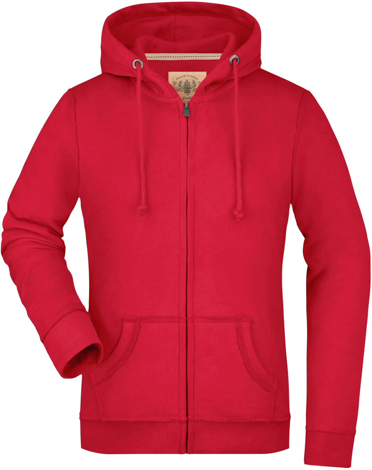 Moletom feminino James & Nicholson Vintage com capuz vermelho