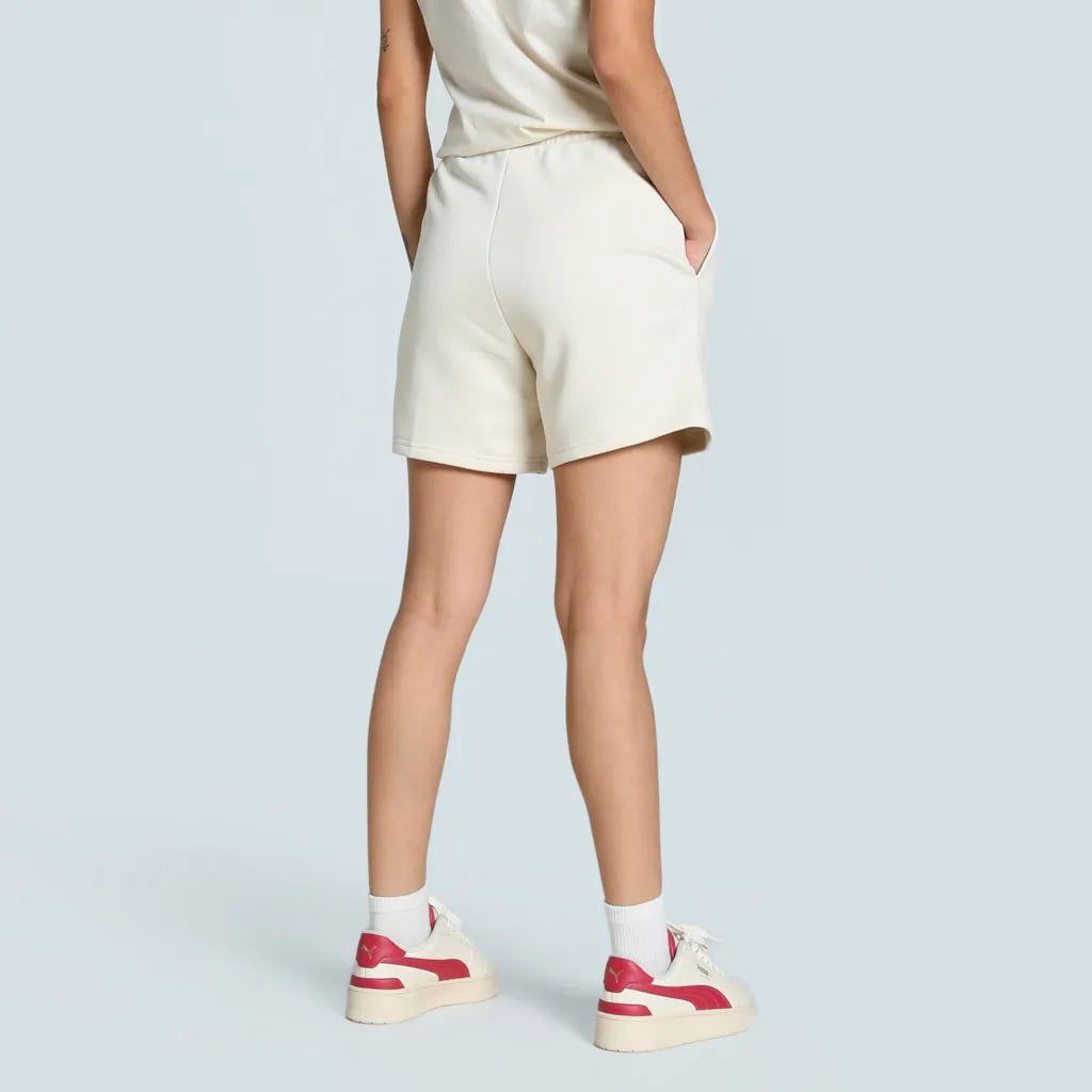 Short Femme Ess Script Short Taille Haute 5 Blanc