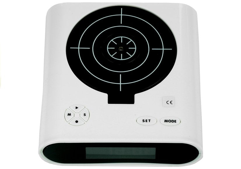 Gun Alarm Clock With Laser Pistol White