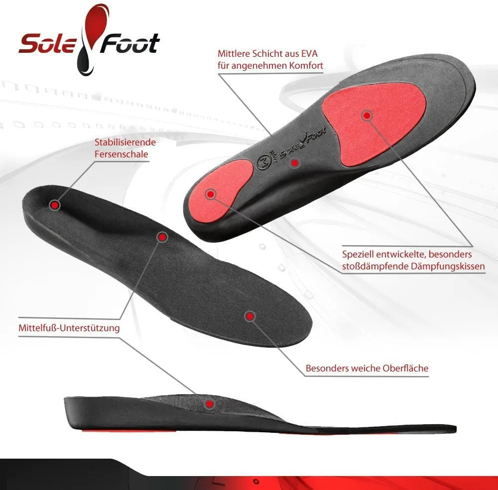 Solefoot Unisex Spórt Aonair Dubh Deluxe Edition Bróg Insoles Dubh