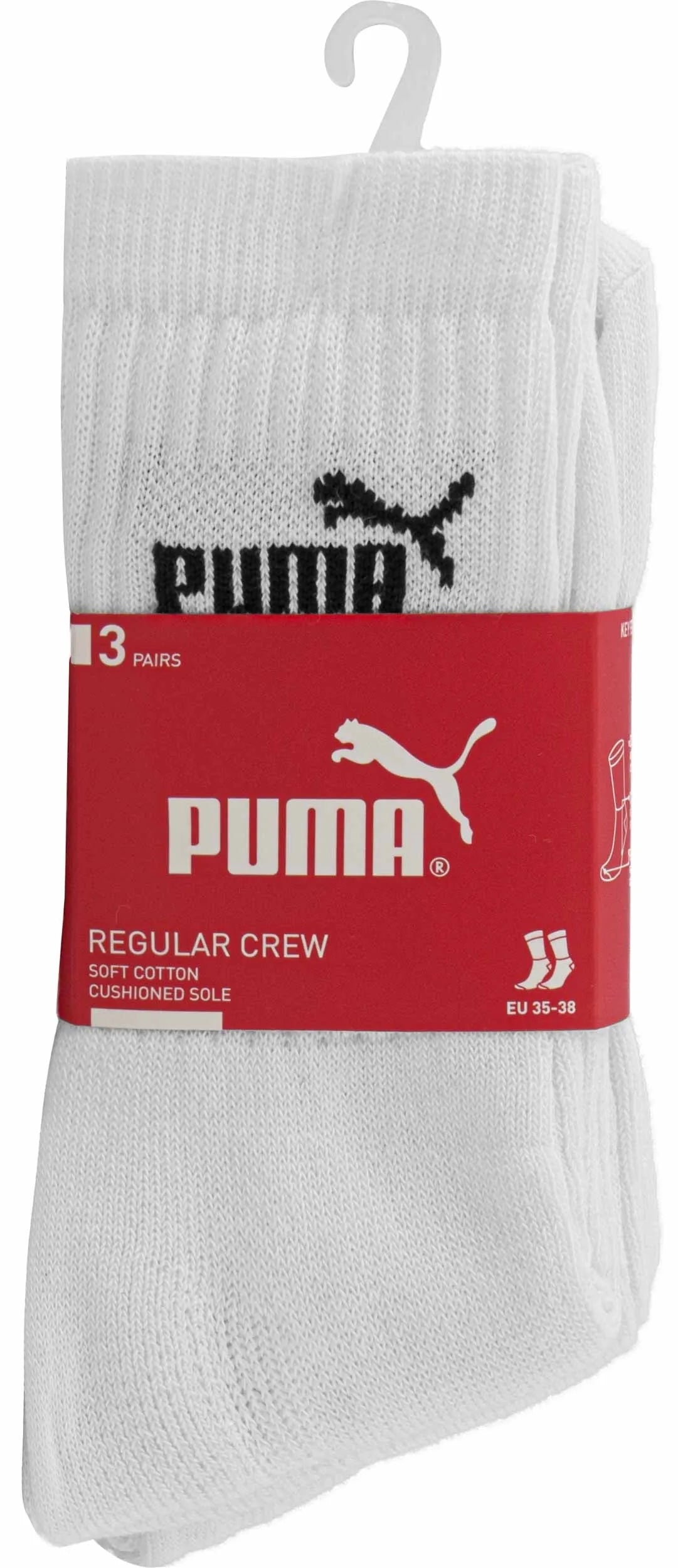 Meias Puma Crew Sock 3p brancas 35-38