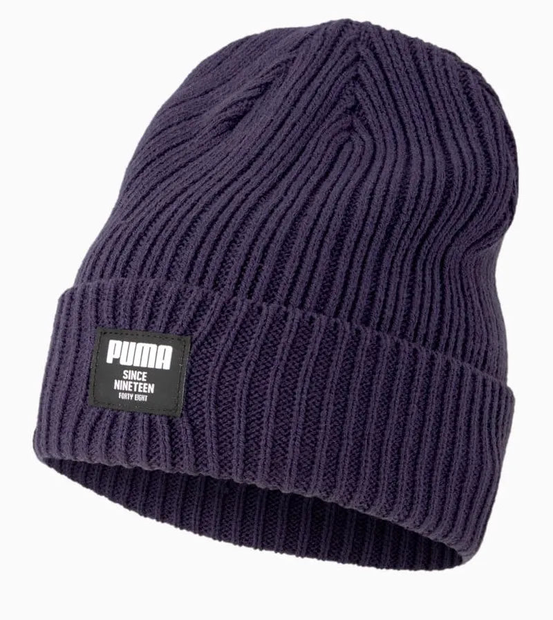Caipín geimhridh púma iomaireach clasaiceach beanie peacoat gorm